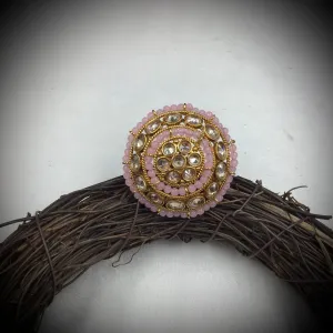 Antique Finish Cocktail Adjustable Pink Ring 12254-8610