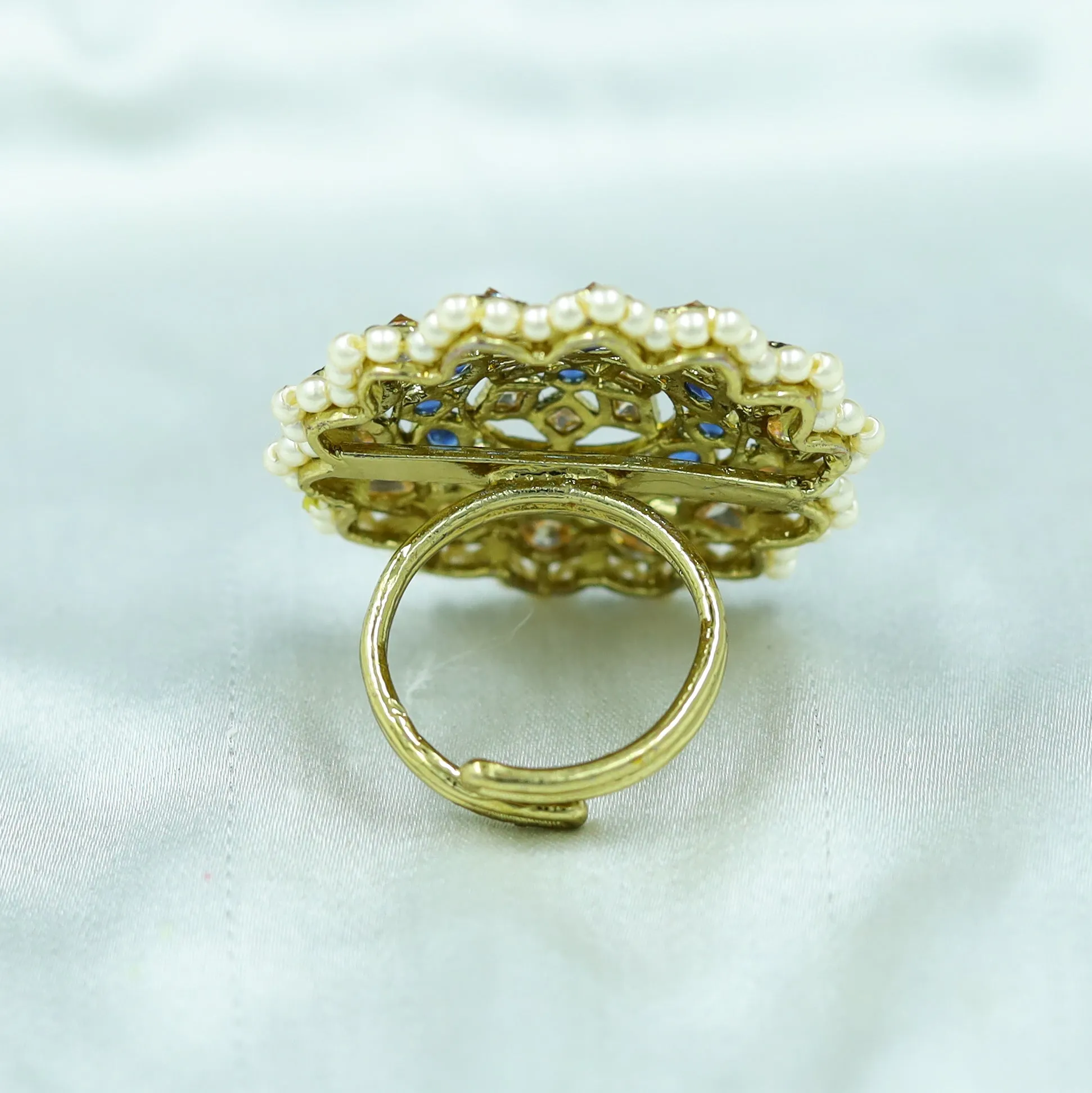 Antique Finish Cocktail Blue Ring 19842-7026