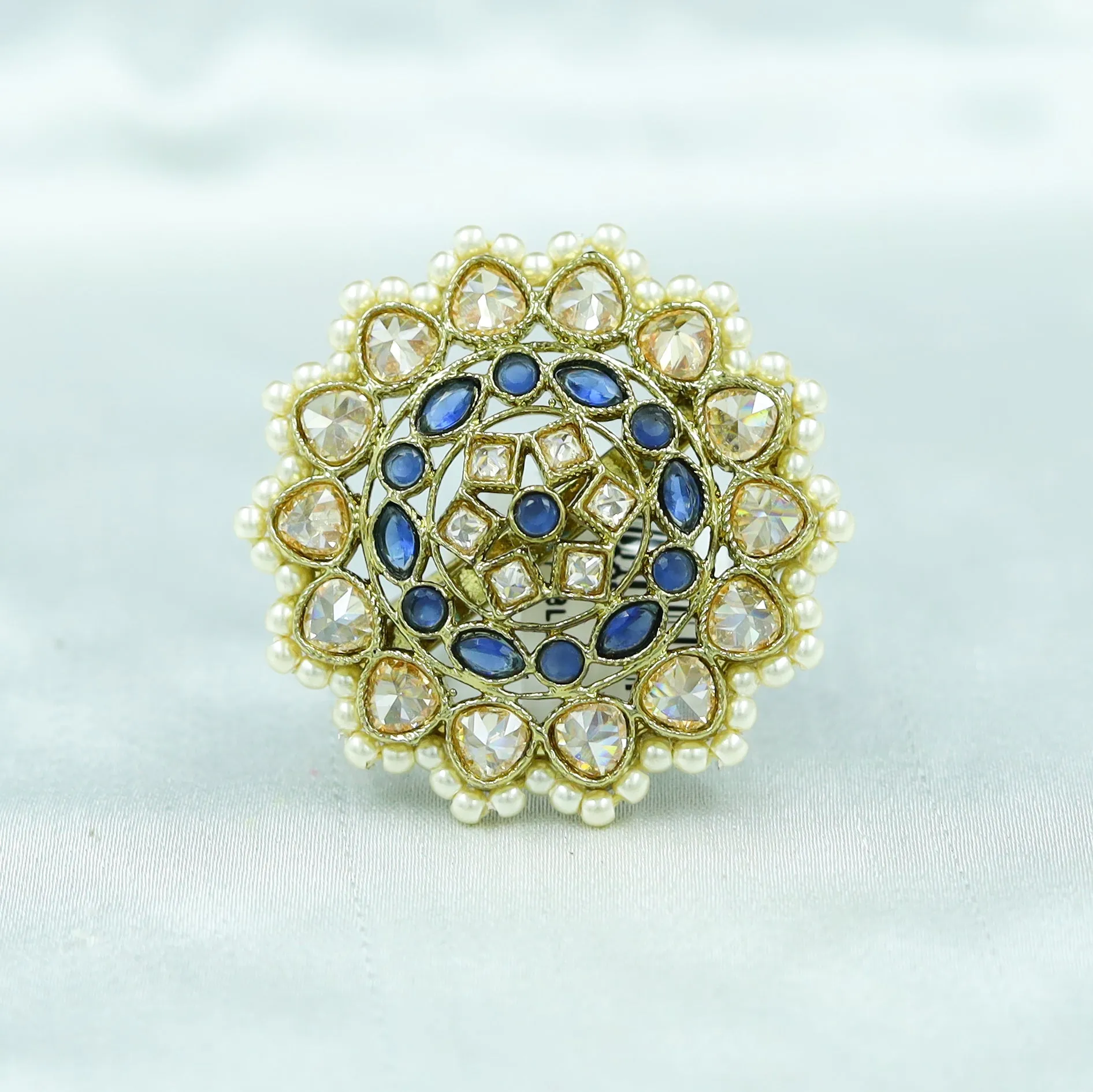 Antique Finish Cocktail Blue Ring 19842-7026