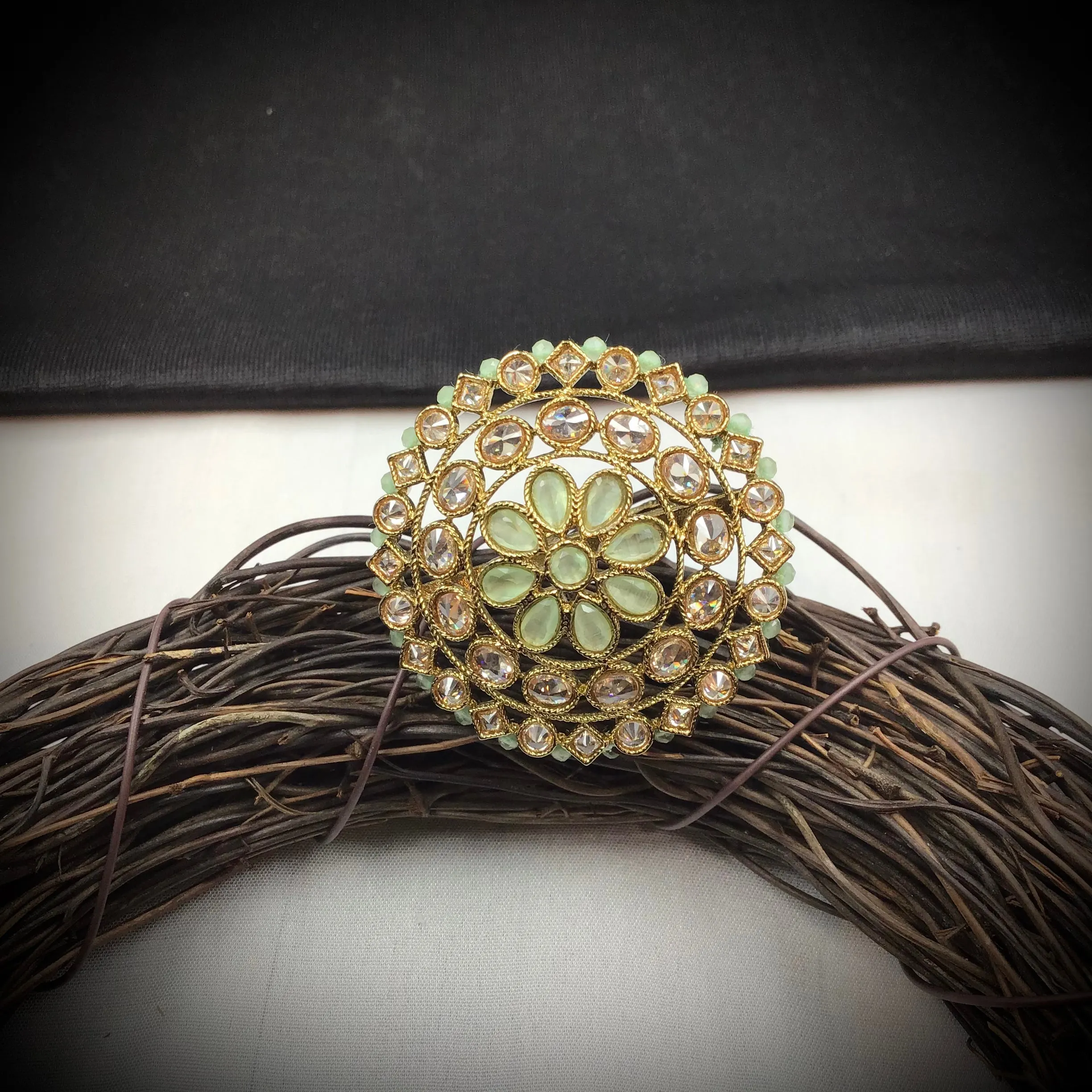Antique Finish Cocktail Mint Green Ring 19841-7025