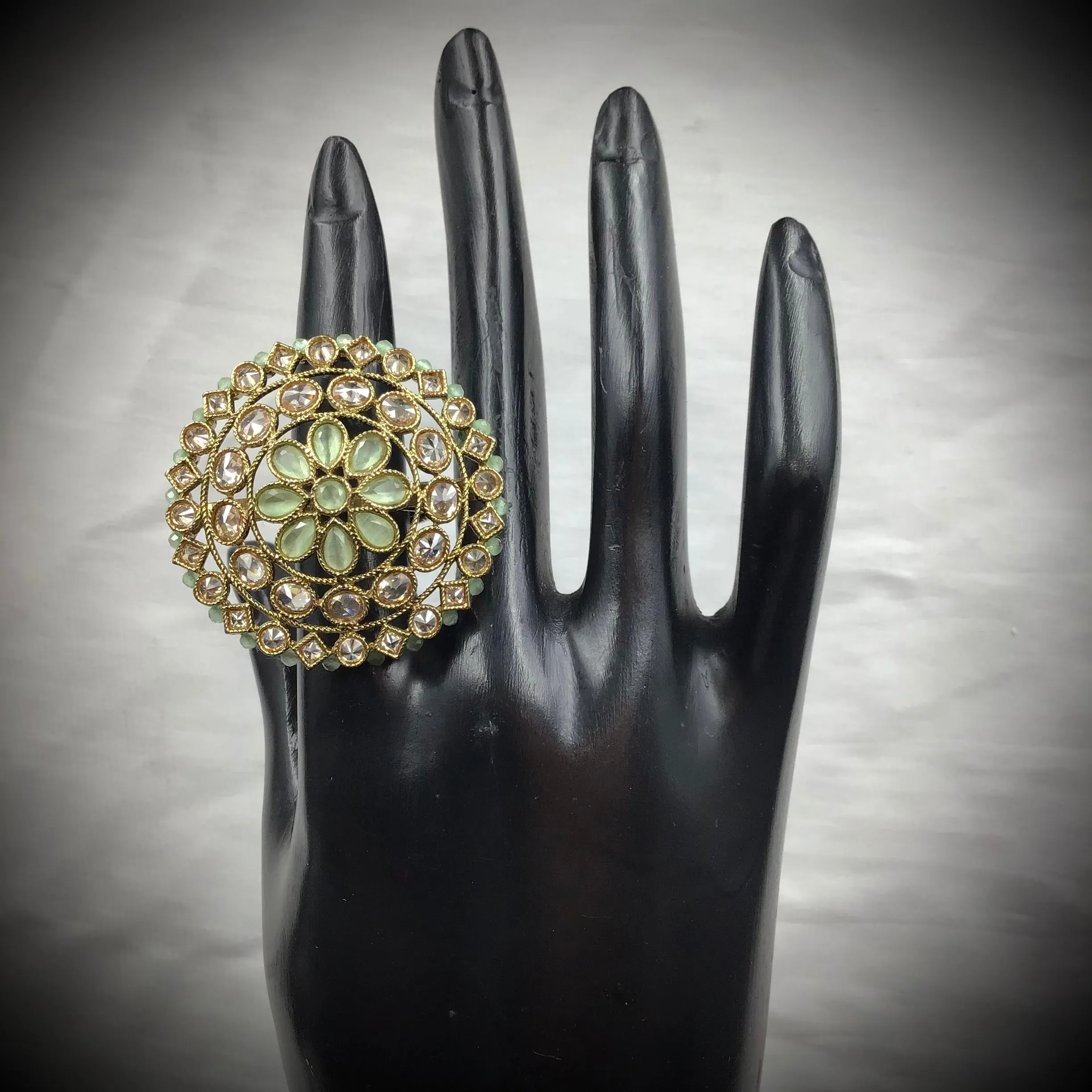 Antique Finish Cocktail Mint Green Ring 19841-7025