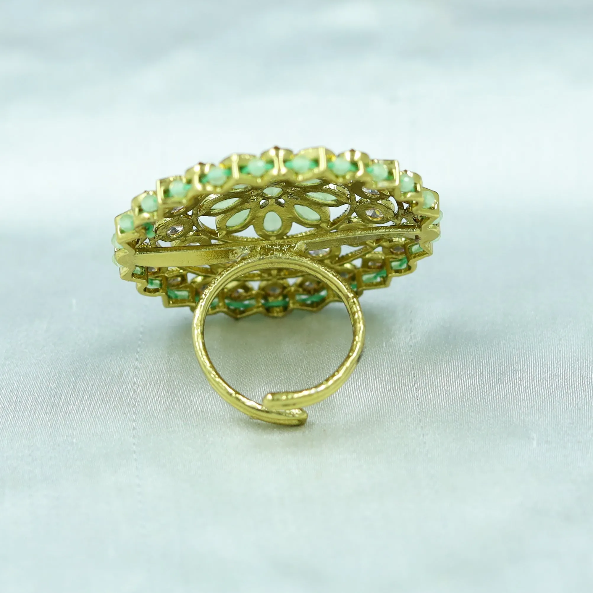 Antique Finish Cocktail Mint Green Ring 19841-7025