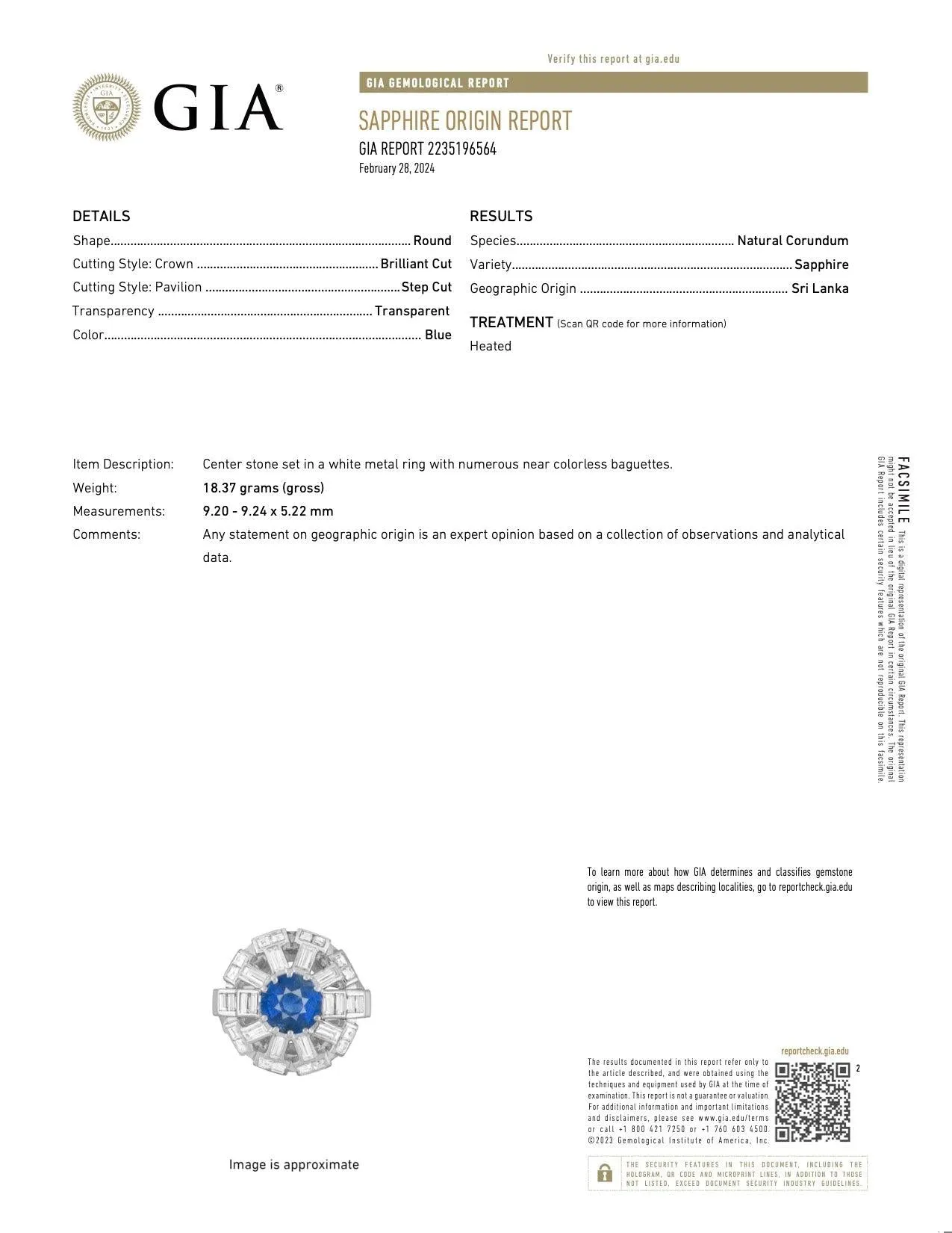 Art Deco French GIA 3.47 Carat Ceylon Sapphire Diamond Platinum Cocktail Ring