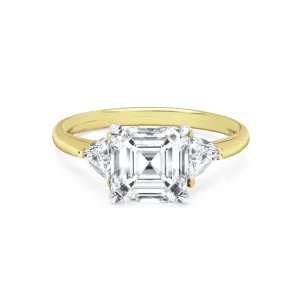 Asscher Cut Diamond Setting with Side Trillion Diamonds