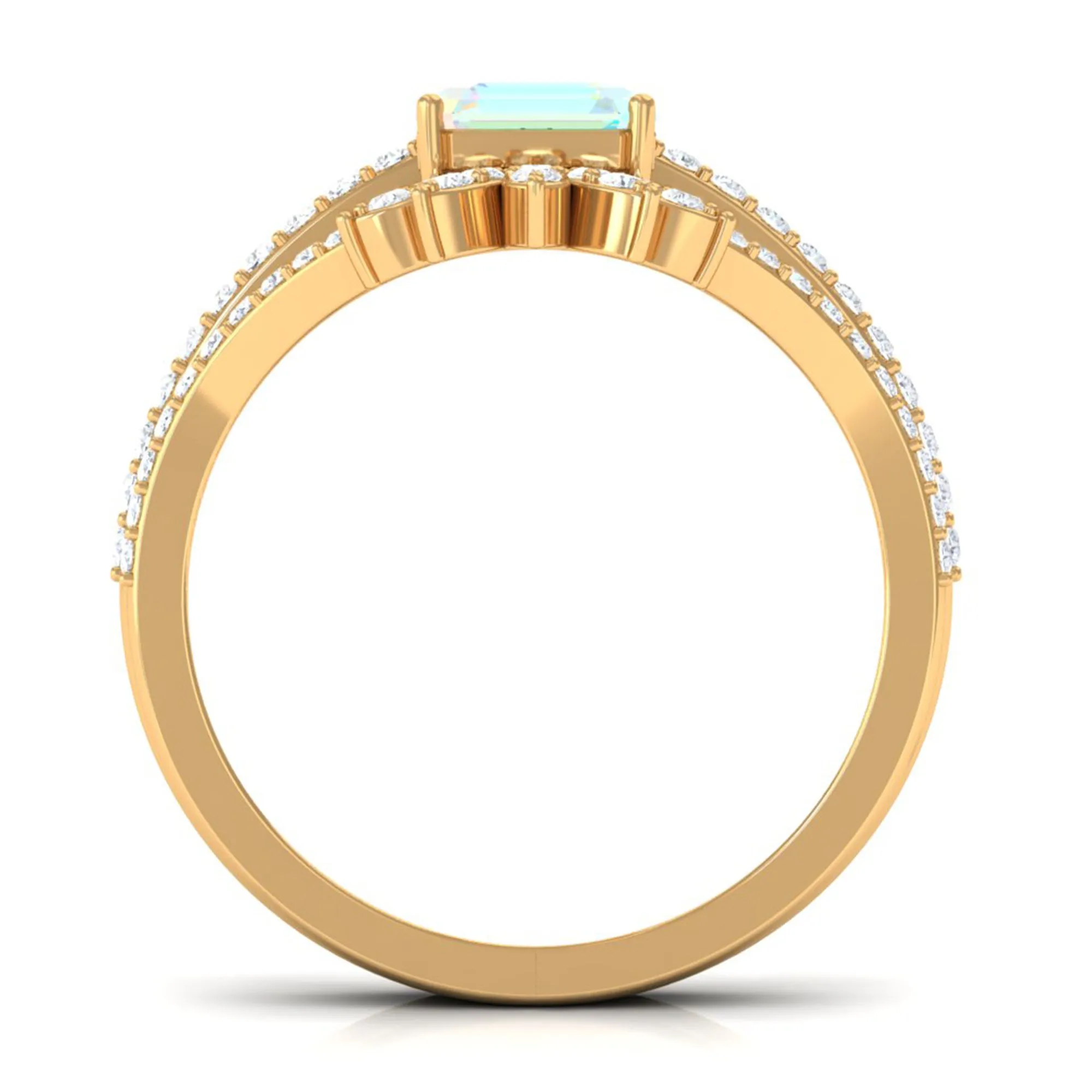 Asscher Cut Ethiopian Opal Solitaire Wedding Ring Set with Diamond Accent