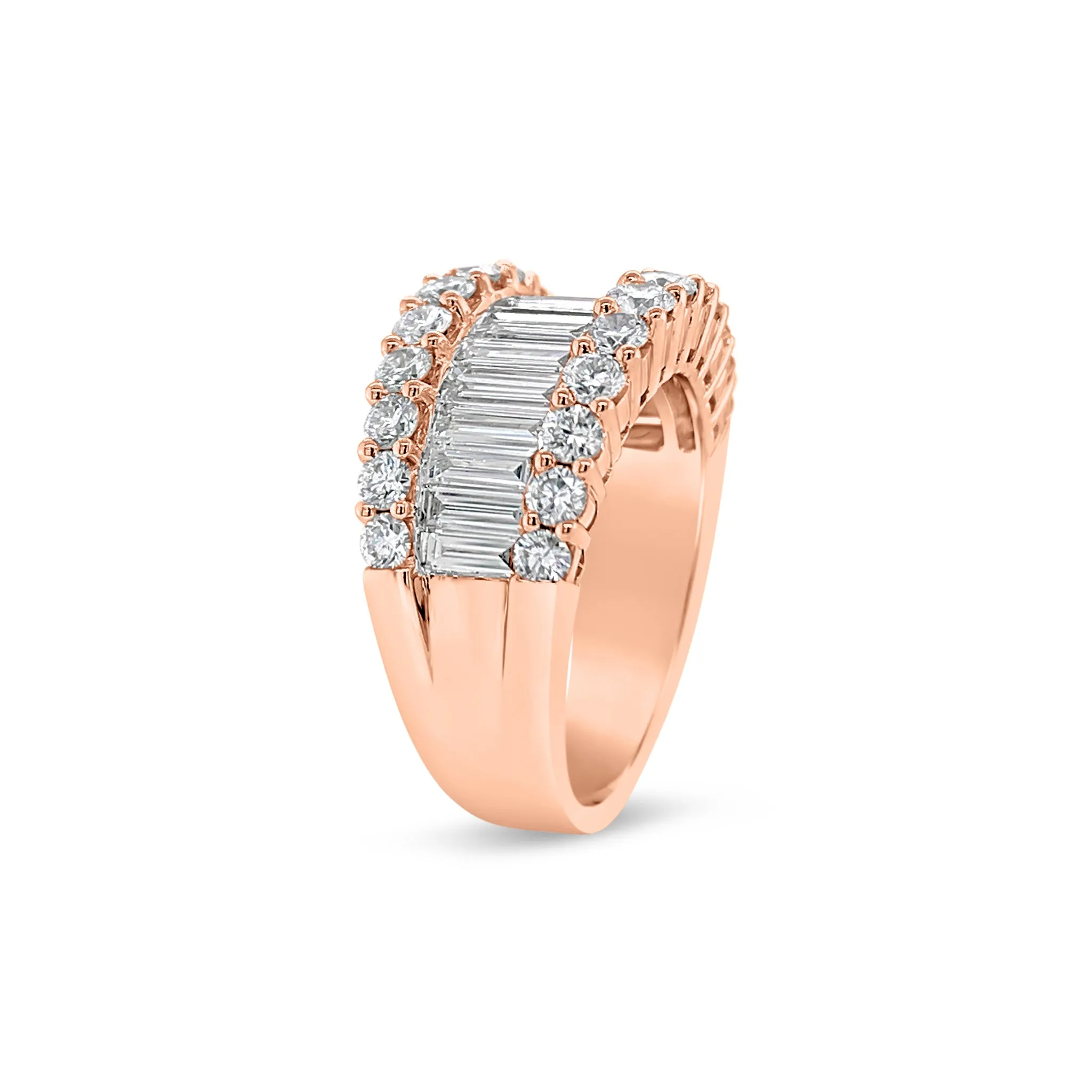 Baguette & Round Diamond Wedding Band