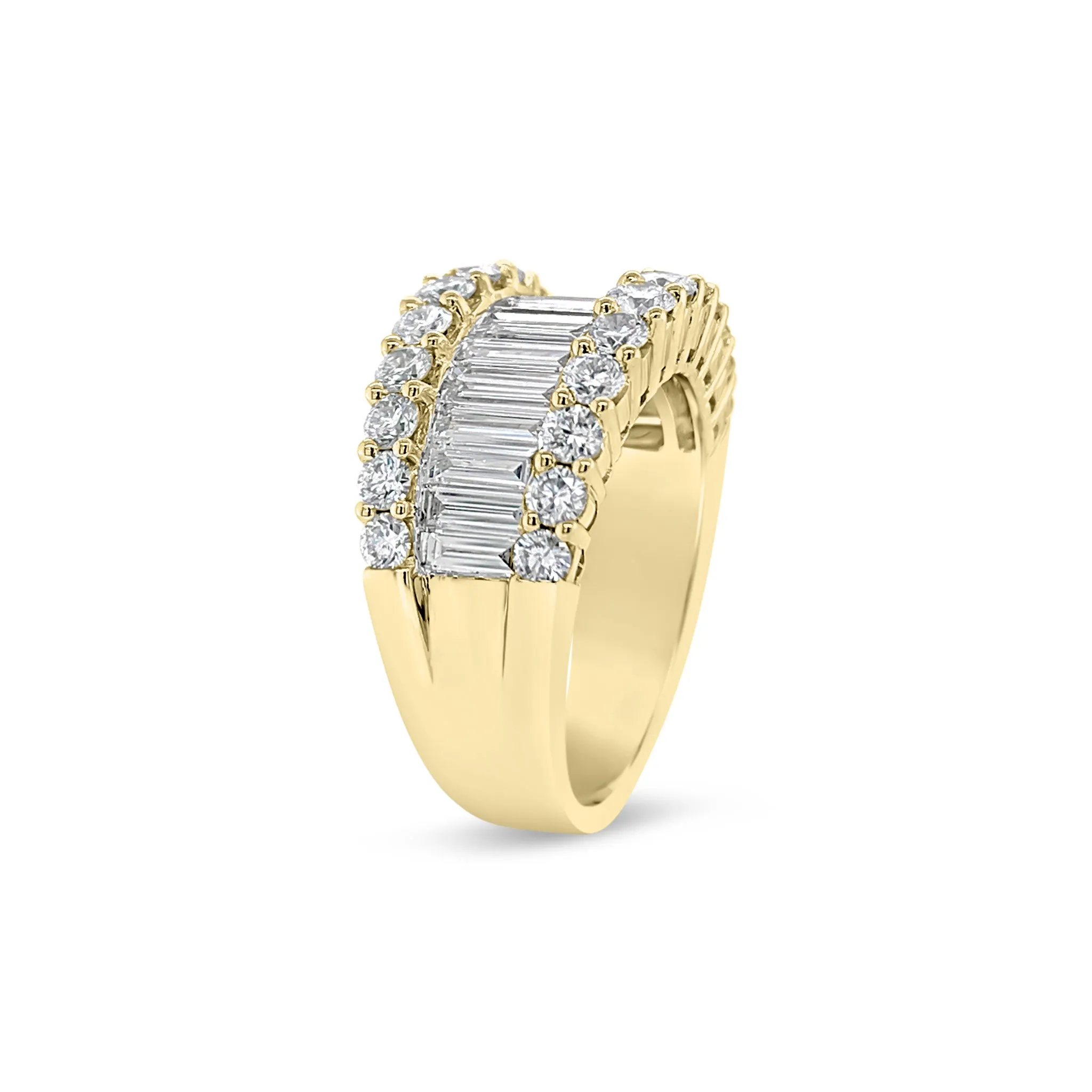 Baguette & Round Diamond Wedding Band