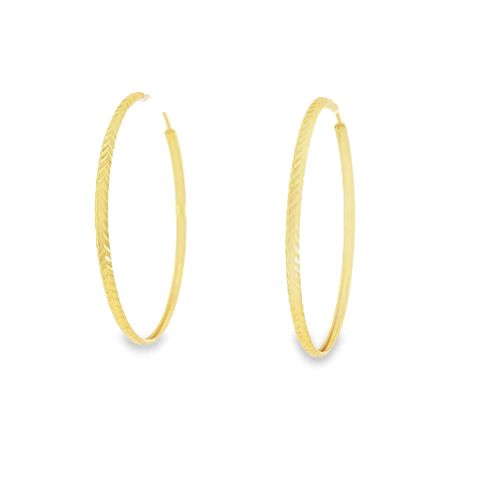 Baikalla 18k Solid Gold Dangle Diamond Cut Hoop Earrings