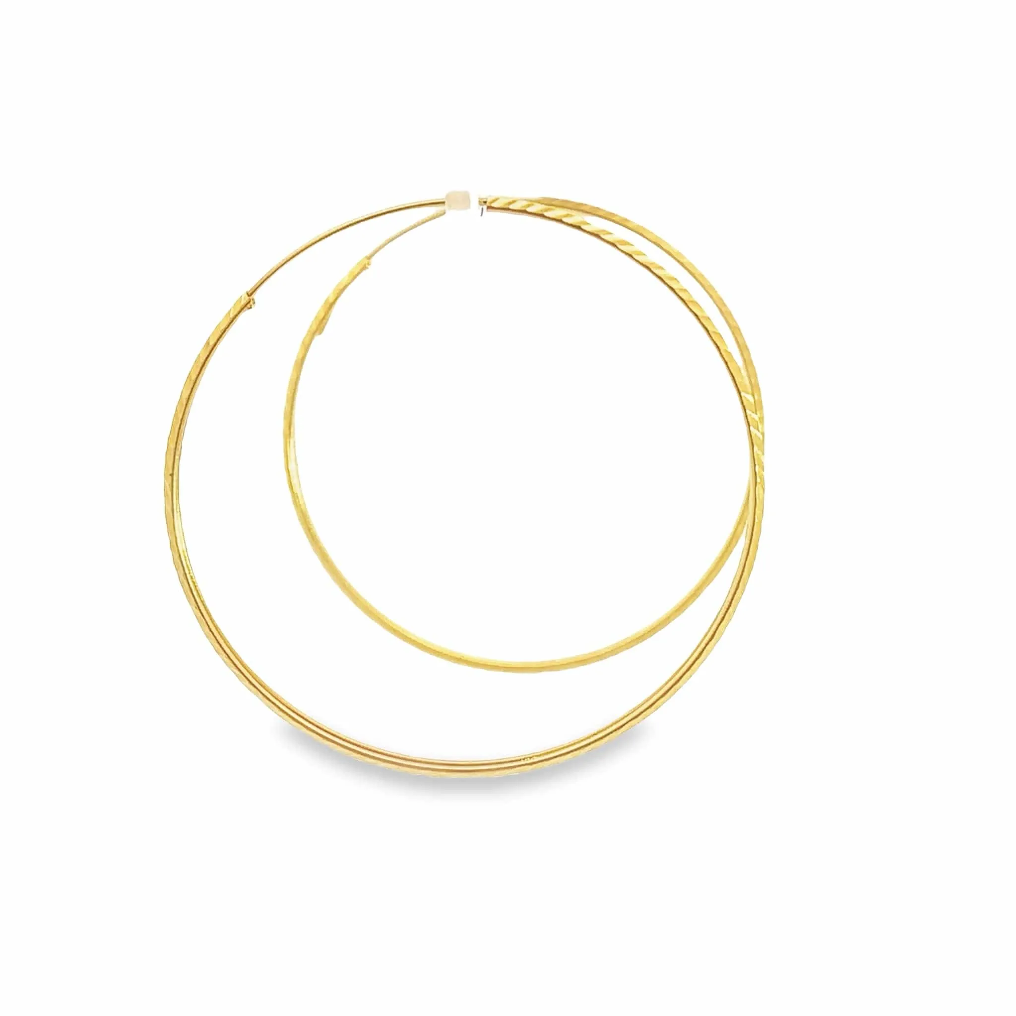 Baikalla 18k Solid Gold Dangle Diamond Cut Hoop Earrings