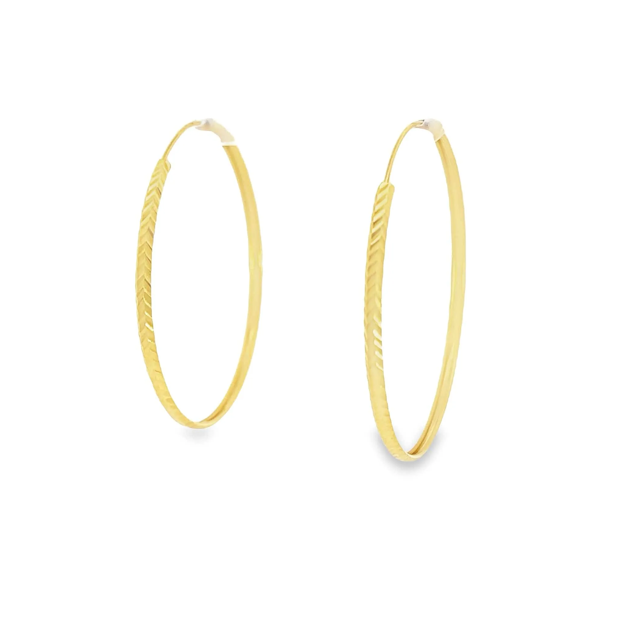 Baikalla 18k Solid Gold Dangle Diamond Cut Hoop Earrings
