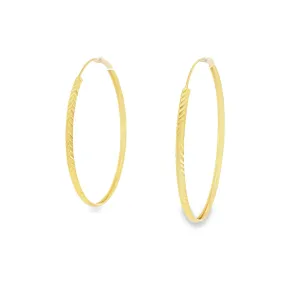 Baikalla 18k Solid Gold Dangle Diamond Cut Hoop Earrings