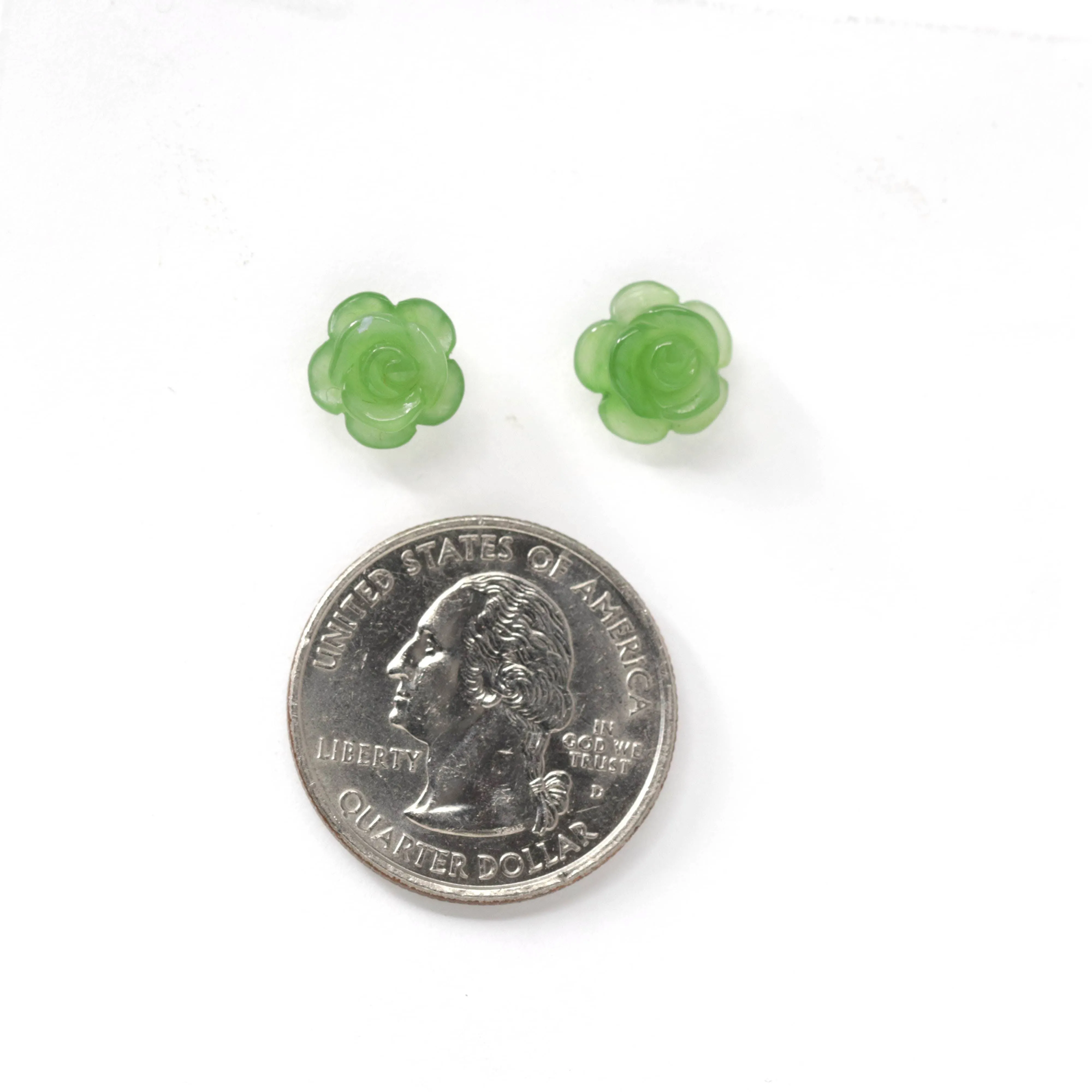 Baikalla™ "Rose Flowers" 18k Solid Gold High-end Real Green Jade Rose Flower Earrings