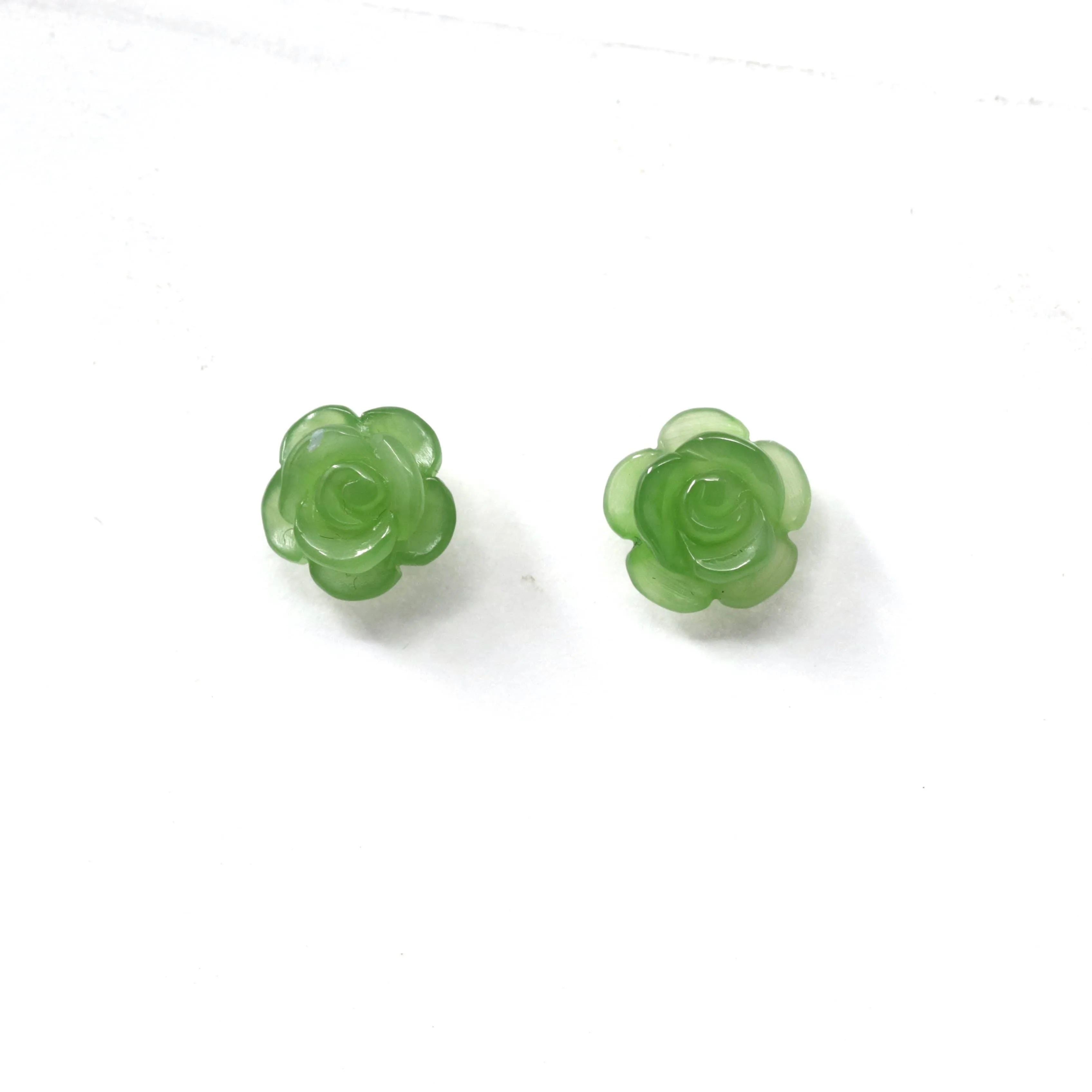 Baikalla™ "Rose Flowers" 18k Solid Gold High-end Real Green Jade Rose Flower Earrings