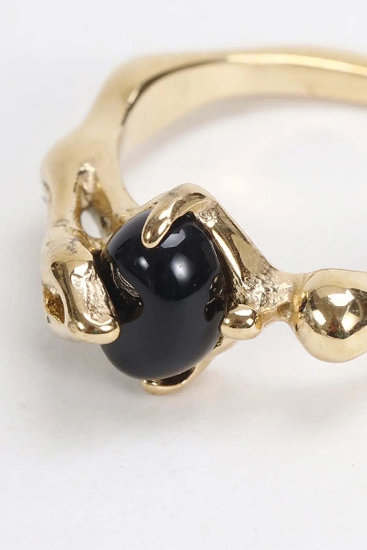 Black Stone Gold Ring - Size 7