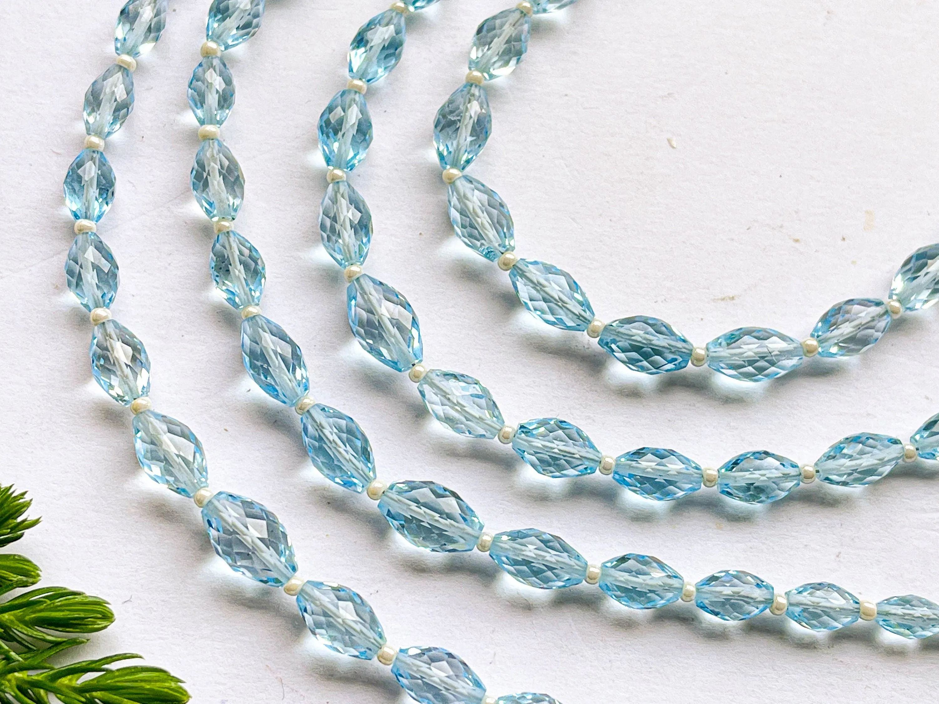 BLUE TOPAZ Olive Shape Faceted Beads