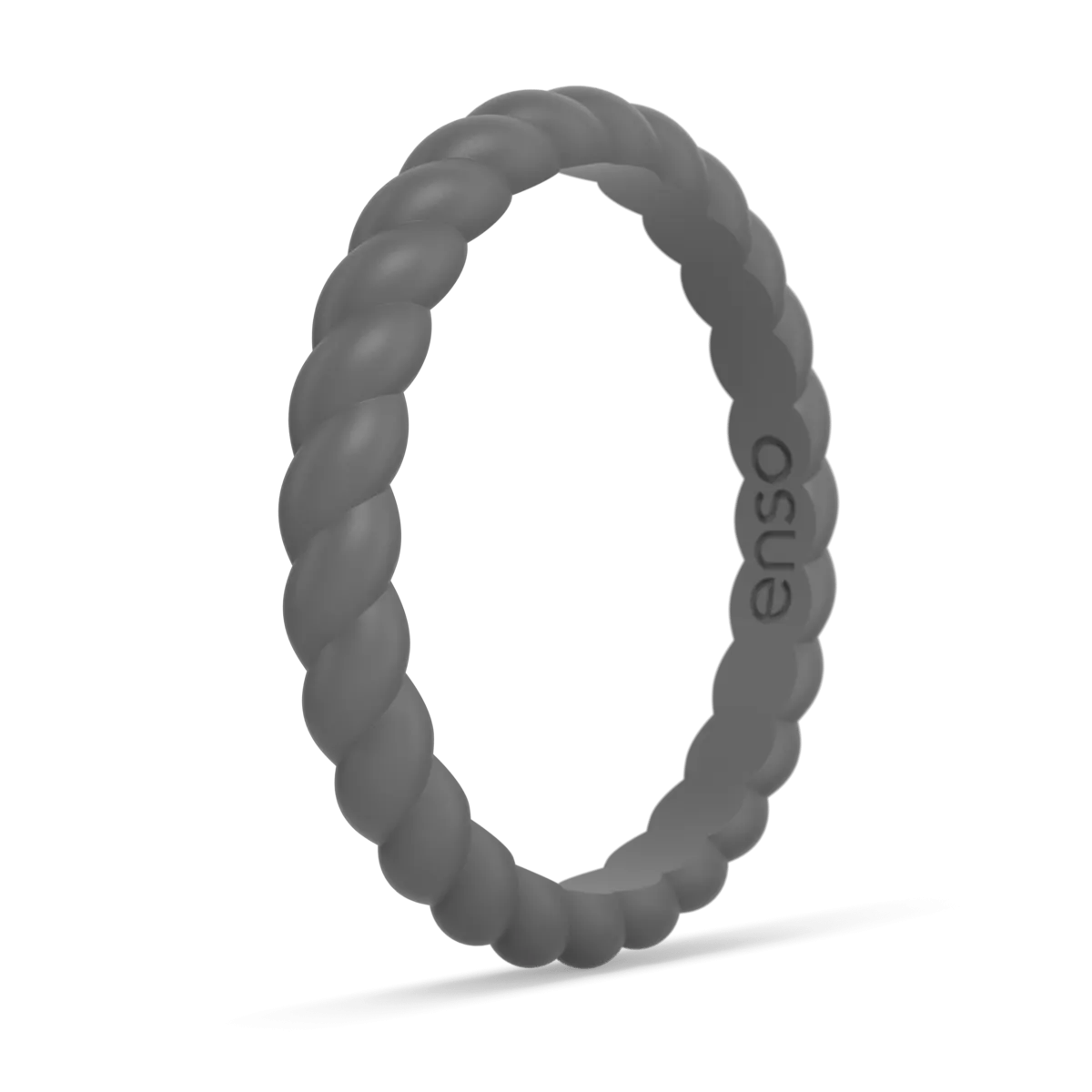 Braided Stackable Silicone Ring - Charcoal