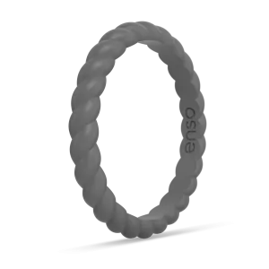 Braided Stackable Silicone Ring - Charcoal