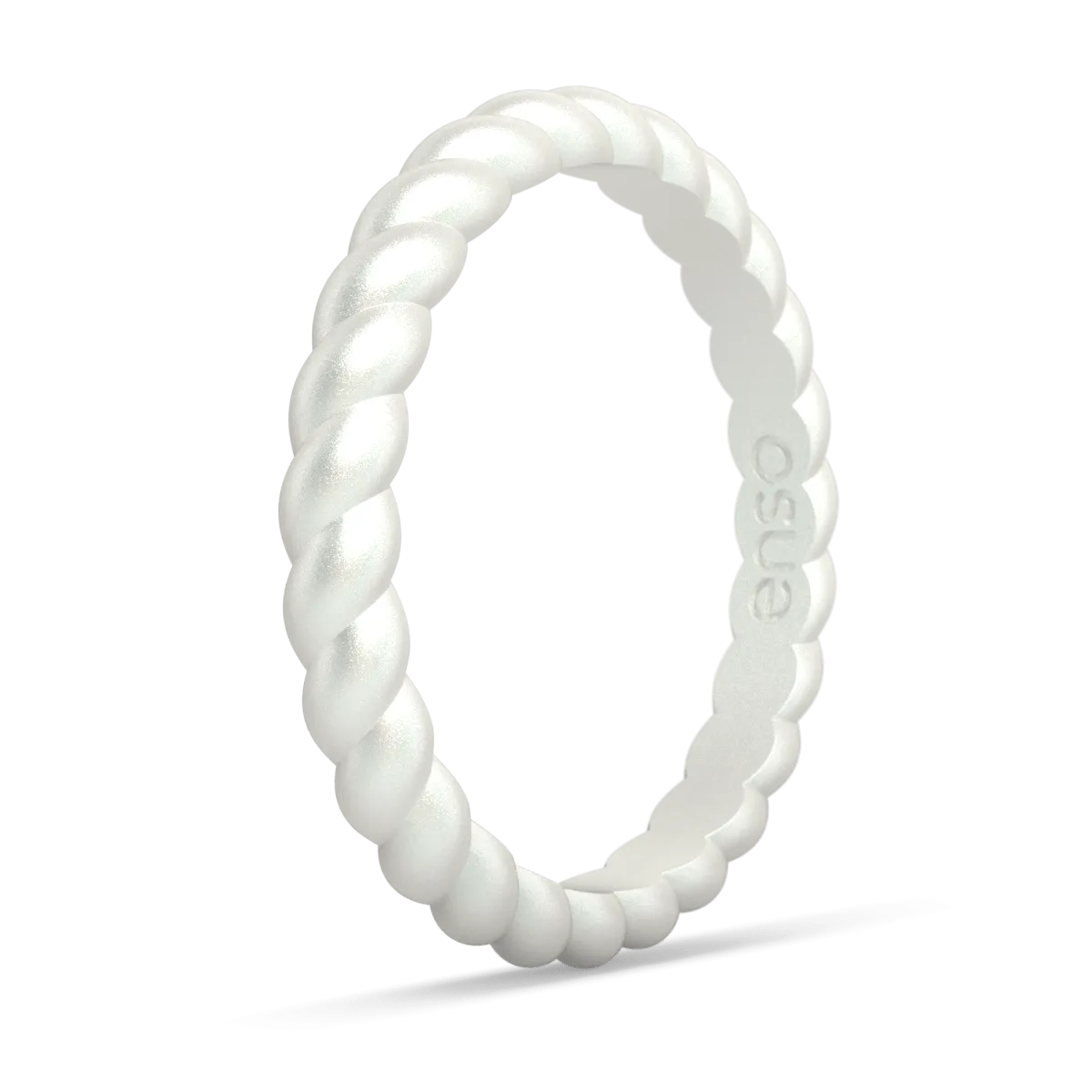 Braided Stackable Silicone Ring - Metallic Pearl