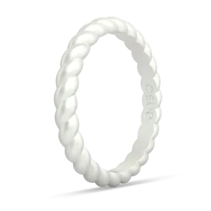 Braided Stackable Silicone Ring - Metallic Pearl