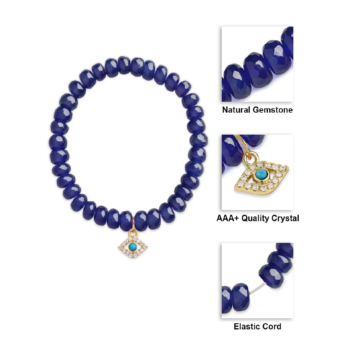 Brass 18k Evil Eye Charm Embellishment Bracelet For Women