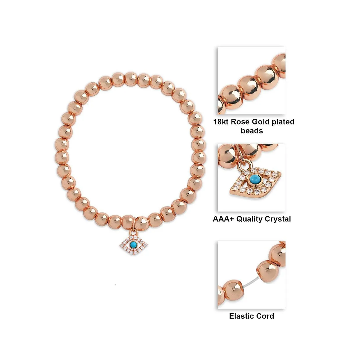Brass 18k Evil Eye Charm Embellishment Bracelet For Women