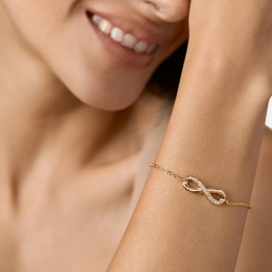 Brass 18k Rose Gold Infinity Chain Bracelet For Women