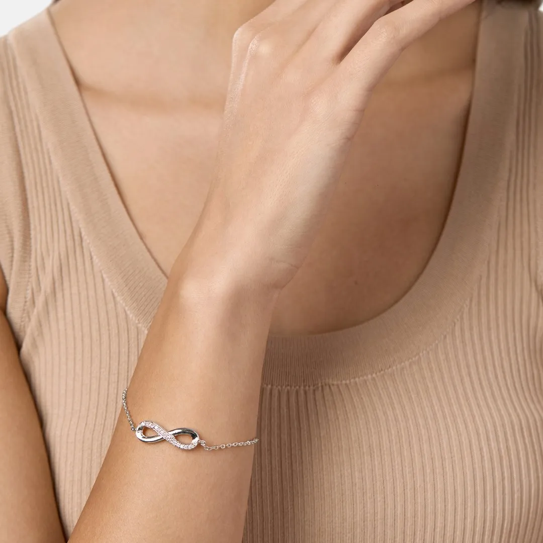 Brass 18k Rose Gold Infinity Chain Bracelet For Women