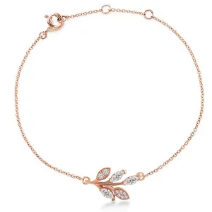 Brass 18k Rose Gold Marquise Vine Bracelet For Women