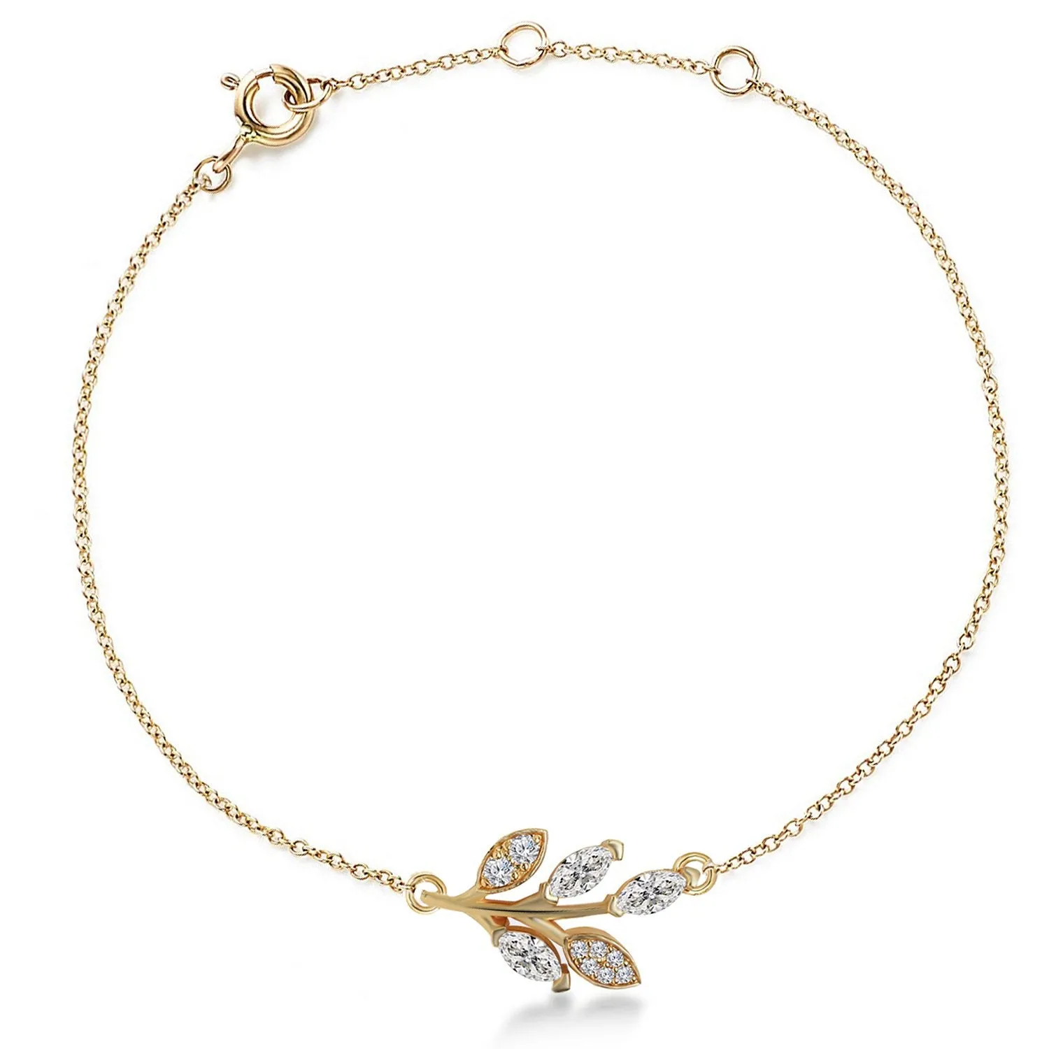 Brass 18k Rose Gold Marquise Vine Bracelet For Women