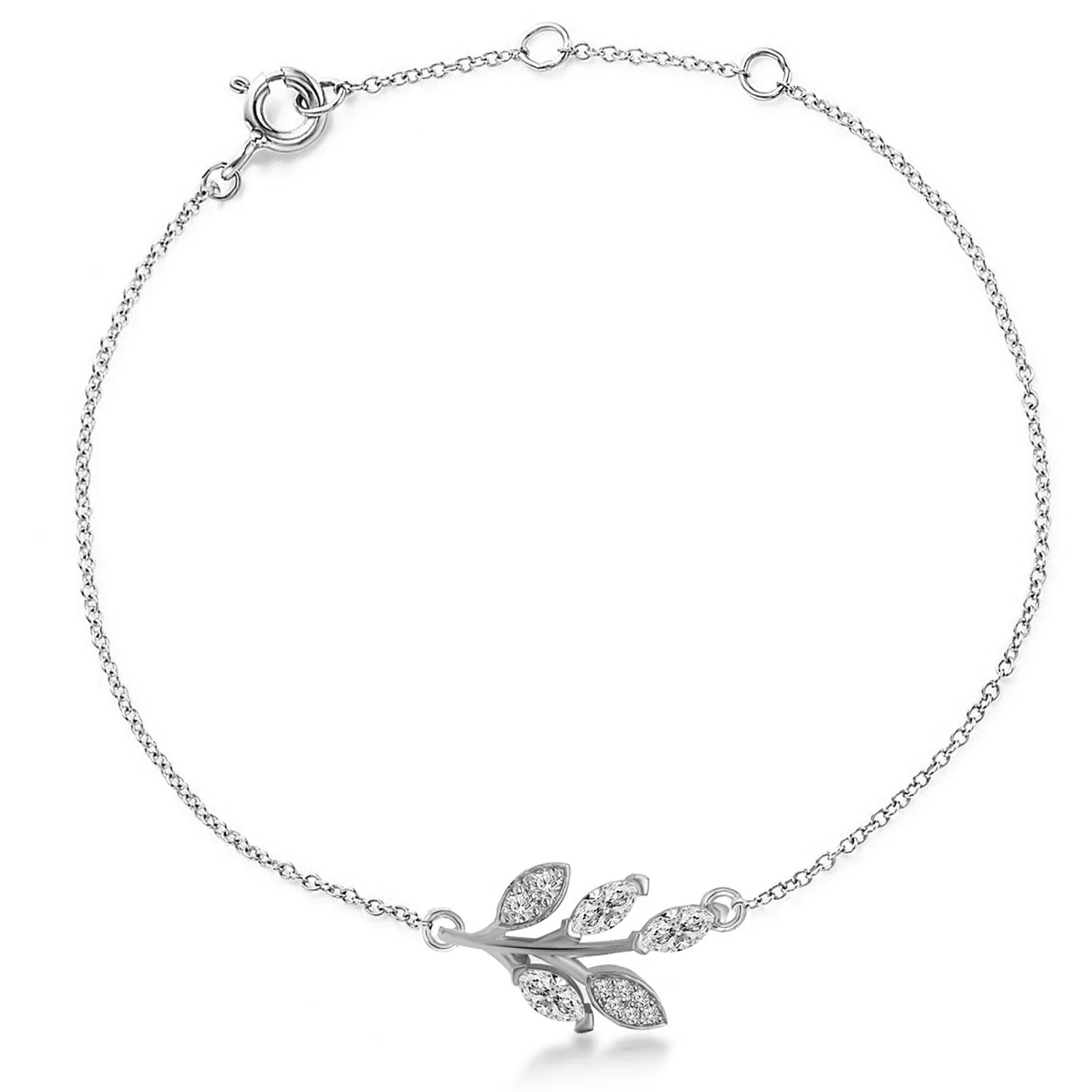 Brass 18k Rose Gold Marquise Vine Bracelet For Women
