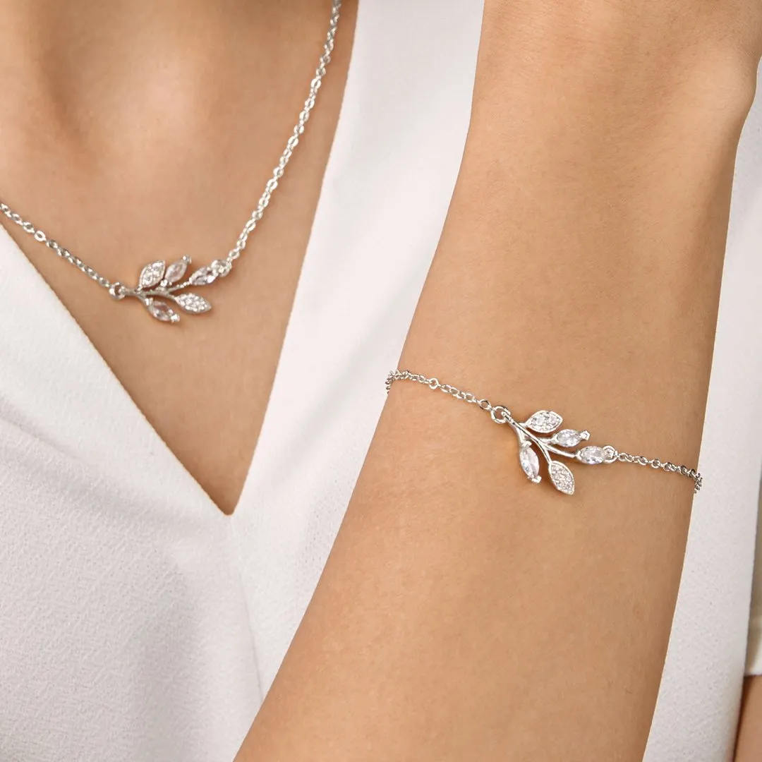 Brass 18k Rose Gold Marquise Vine Bracelet For Women