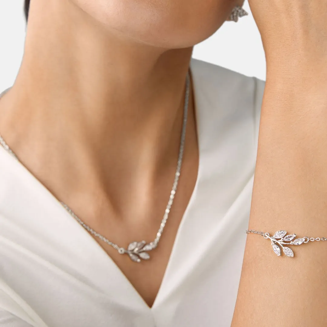 Brass 18k Rose Gold Marquise Vine Bracelet For Women
