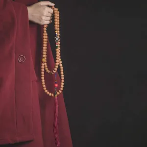 Buddha Stones 108 Mala Beads Bodhi Seed Dzi Bead Peace Tassel Bracelet