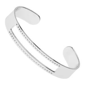 Centerline Beadable Cuff Bracelet, with Rectangular Cutout and Holes 10x58mm, Silver Plated (1 Piece)