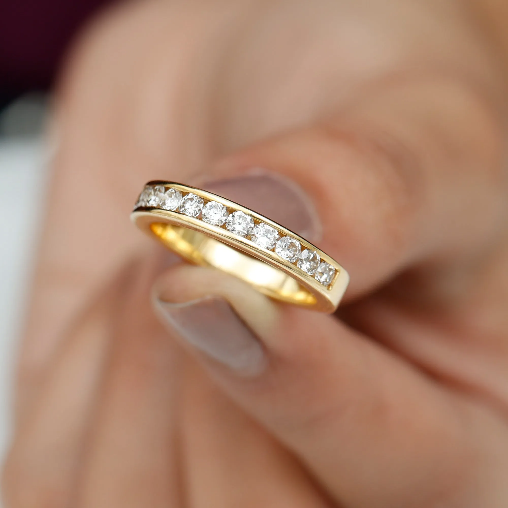 Channel Set Moissanite Half Eternity Band Ring