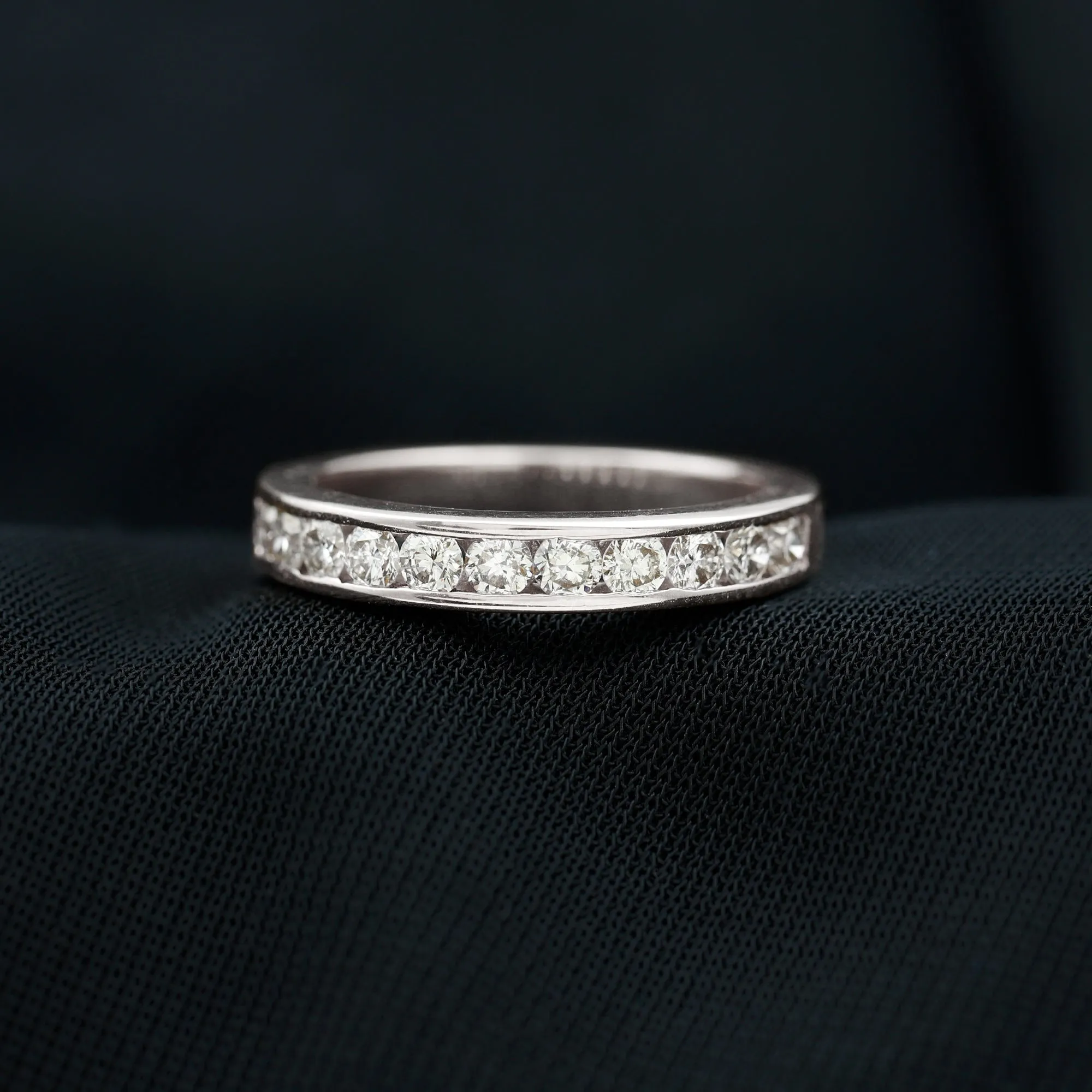 Channel Set Moissanite Half Eternity Band Ring