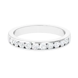Channel Set Moissanite Half Eternity Band Ring