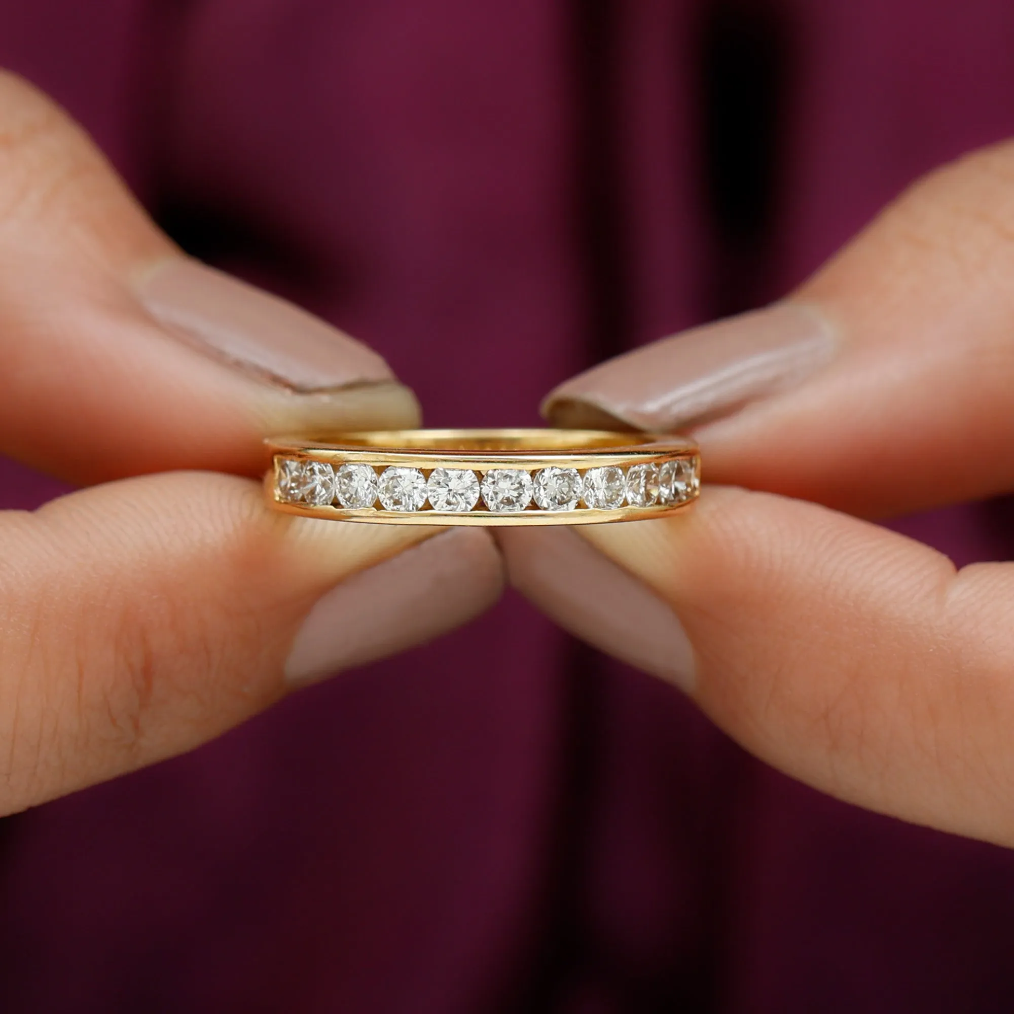 Channel Set Moissanite Half Eternity Band Ring