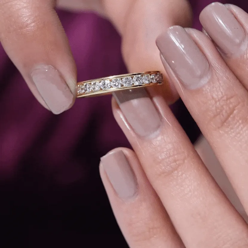 Channel Set Moissanite Half Eternity Band Ring