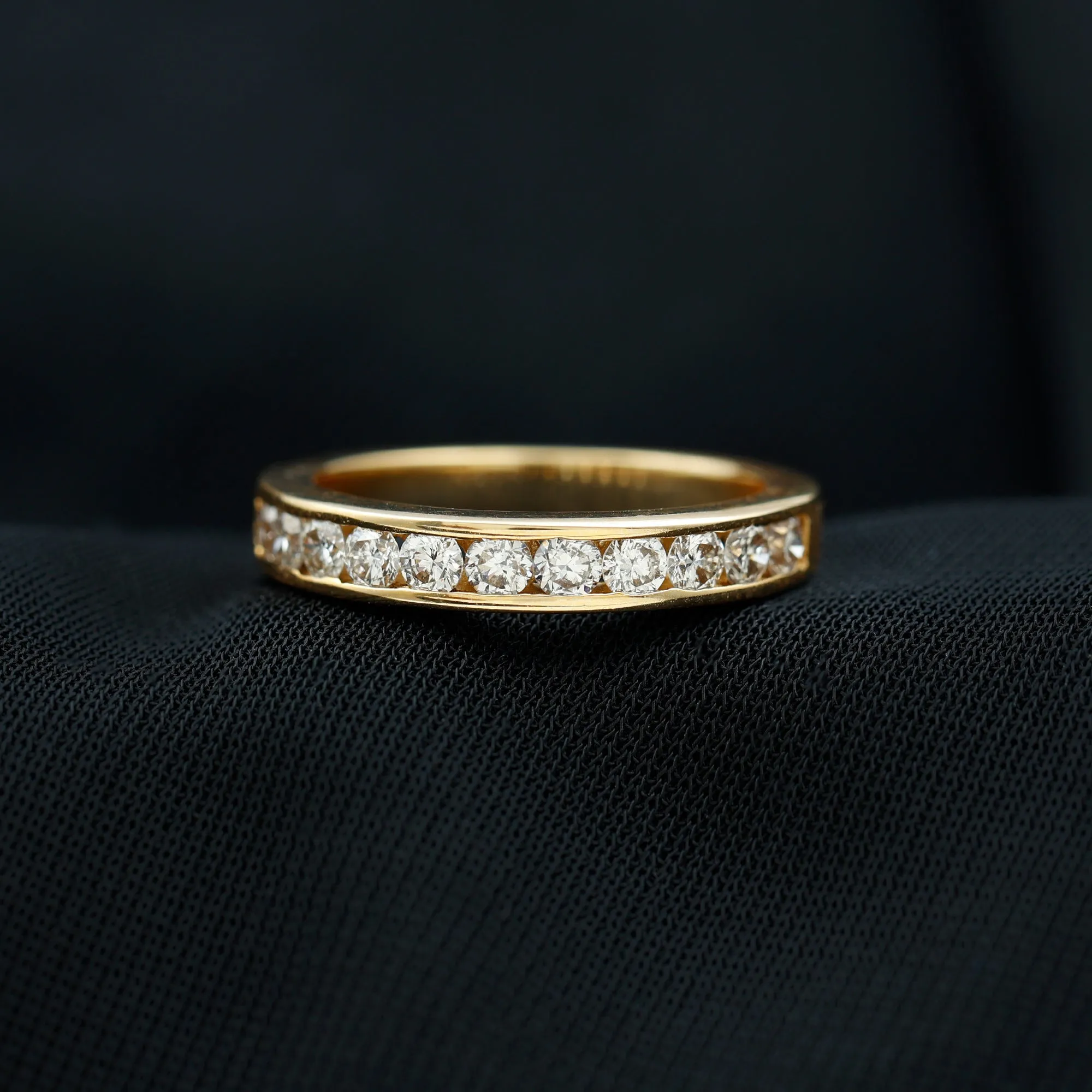 Channel Set Moissanite Half Eternity Band Ring