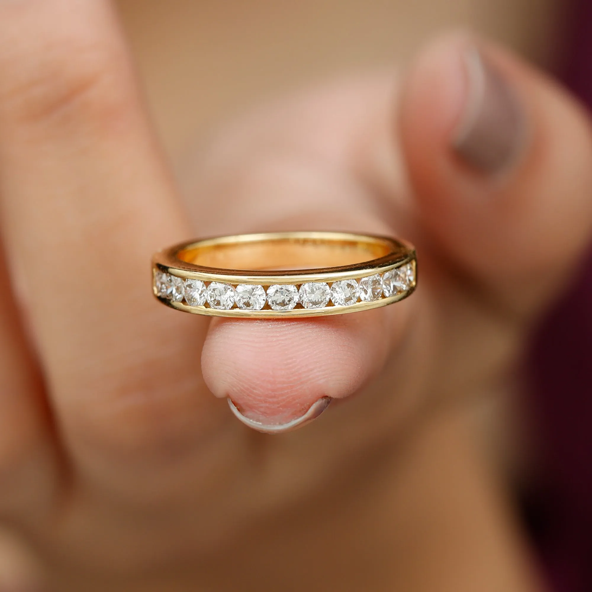 Channel Set Moissanite Half Eternity Band Ring
