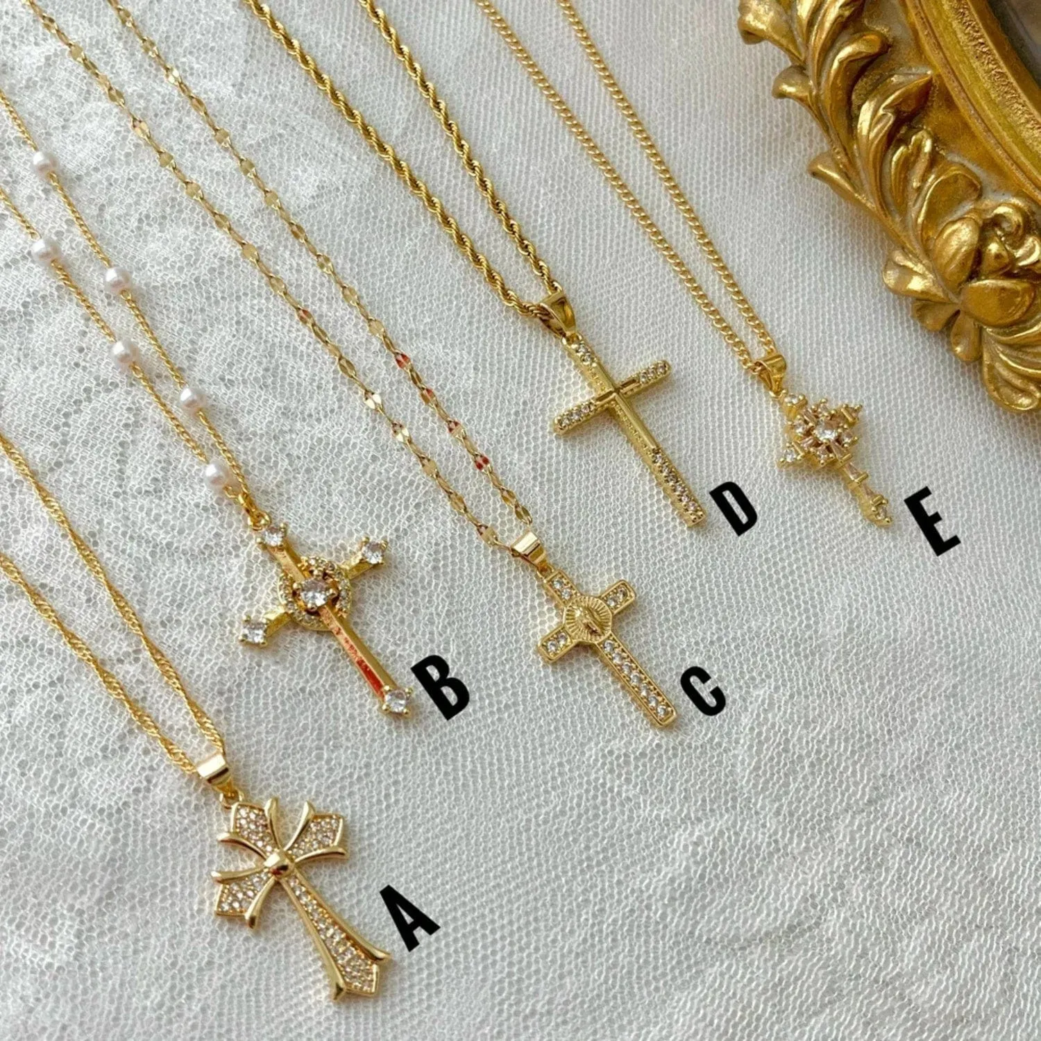 Christian Stainless Steel Inlaid Zircon Cross Necklace