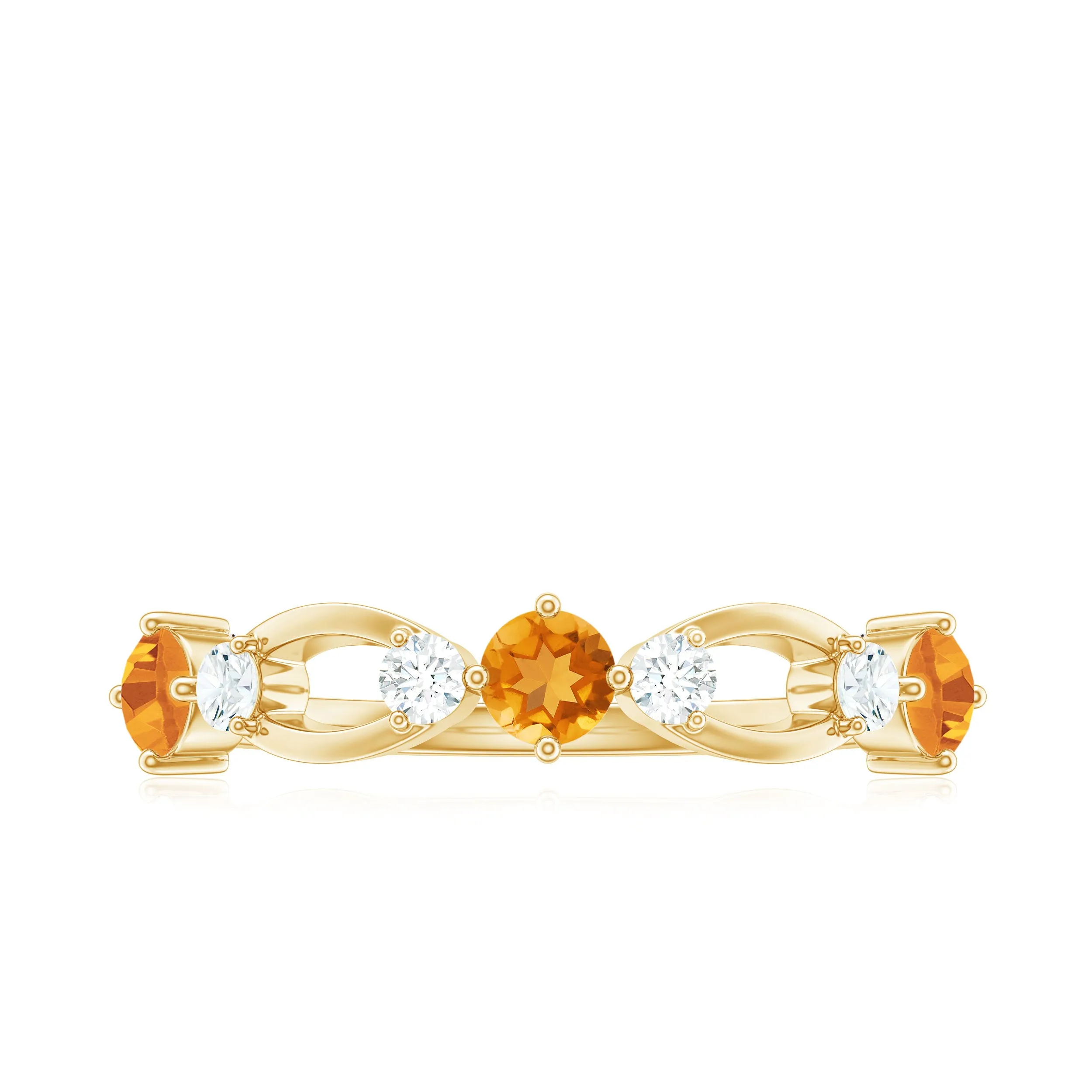 Citrine and Diamond Minimal Promise Eternity Ring