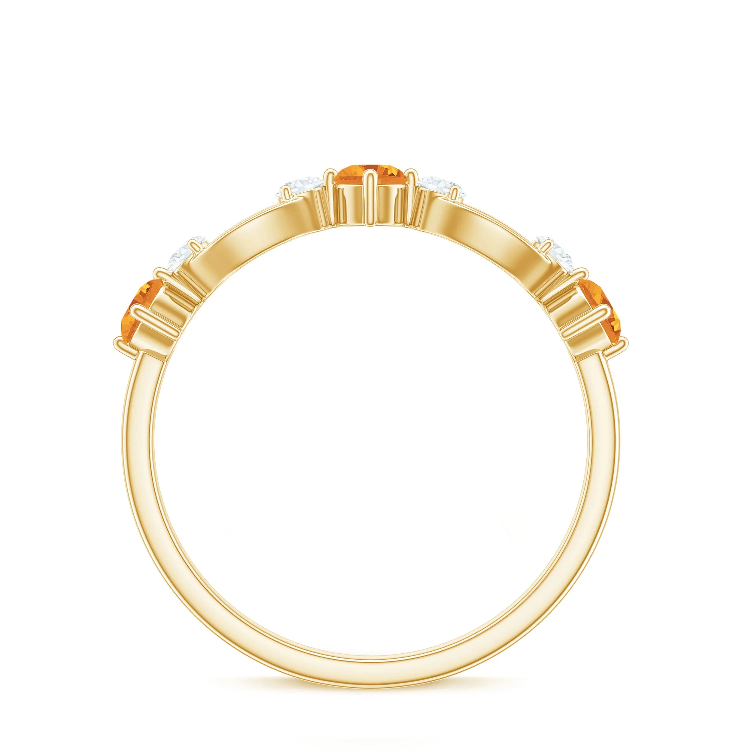 Citrine and Diamond Minimal Promise Eternity Ring