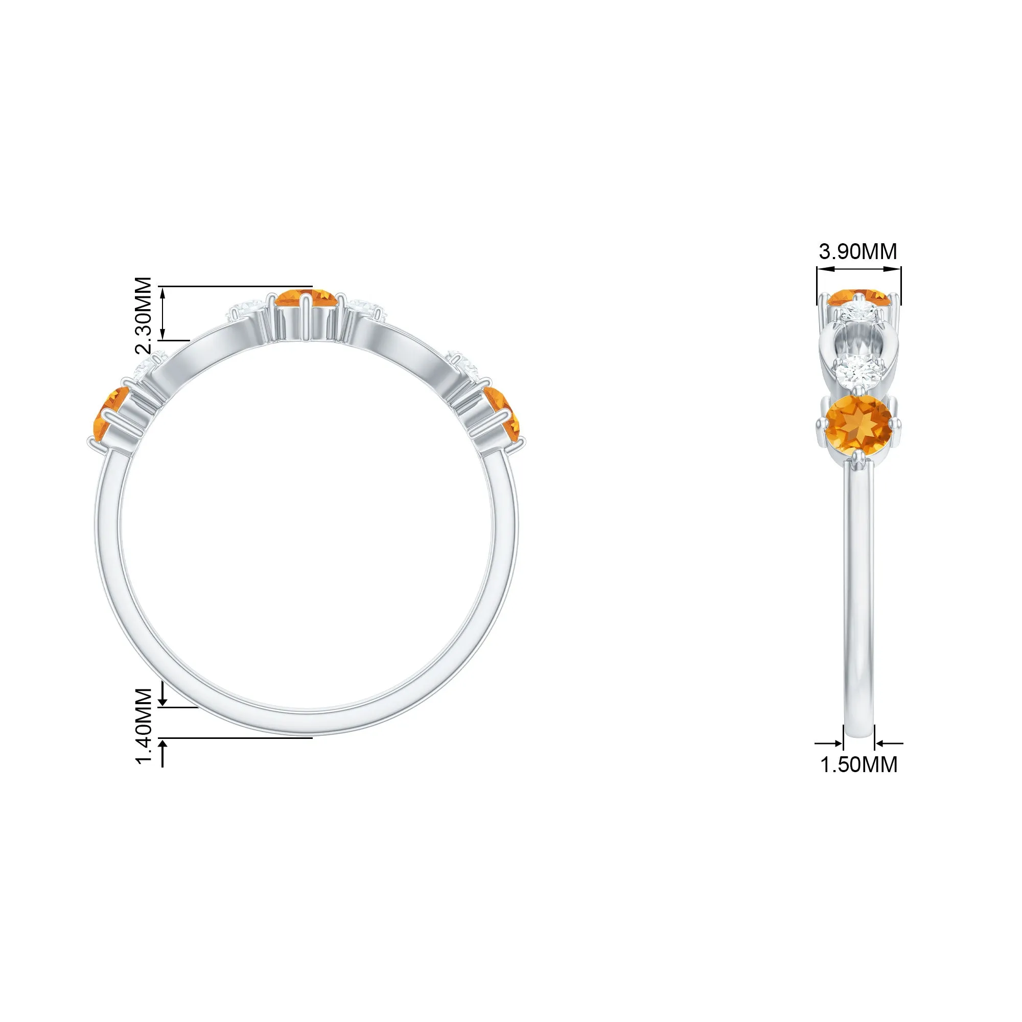 Citrine and Diamond Minimal Promise Eternity Ring