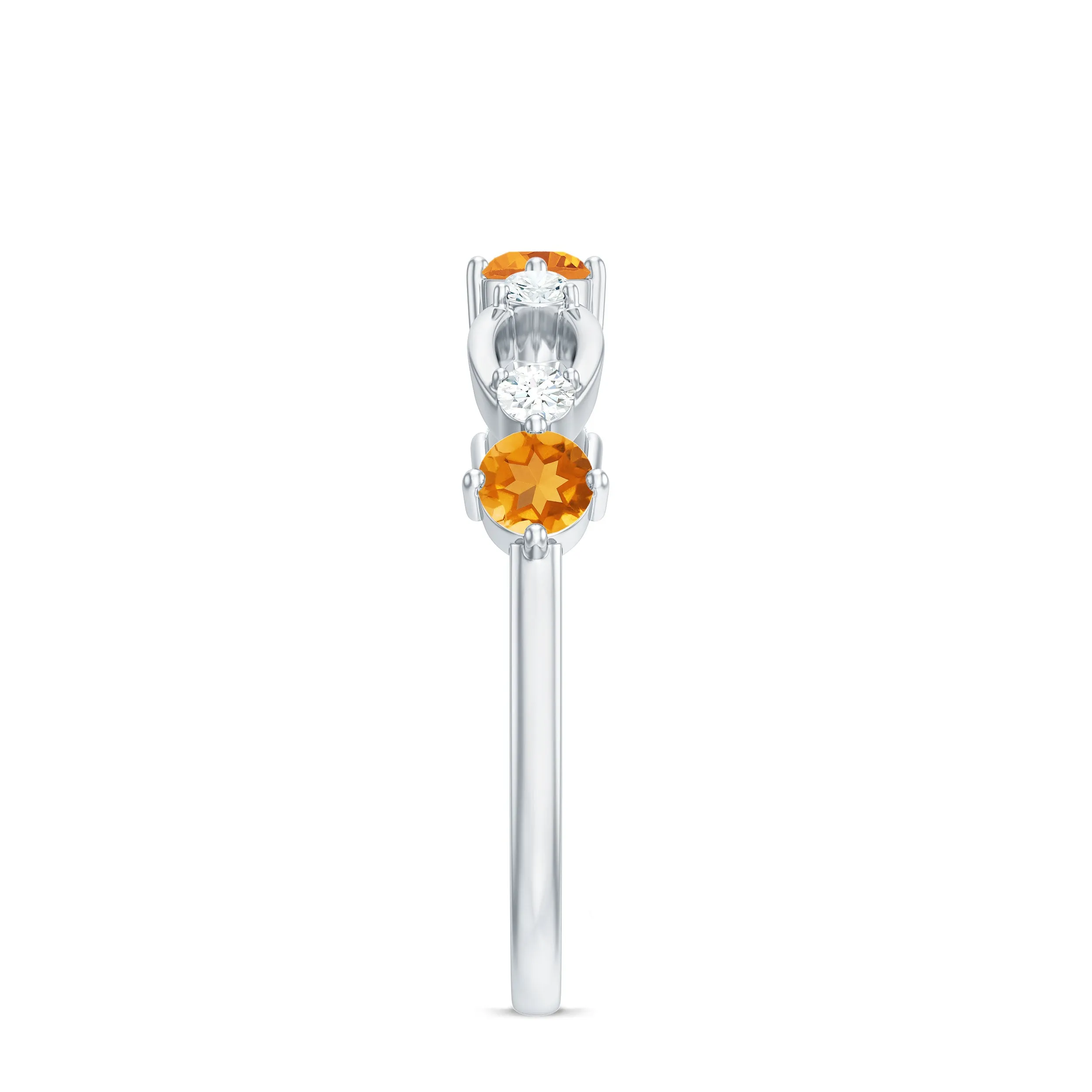 Citrine and Diamond Minimal Promise Eternity Ring