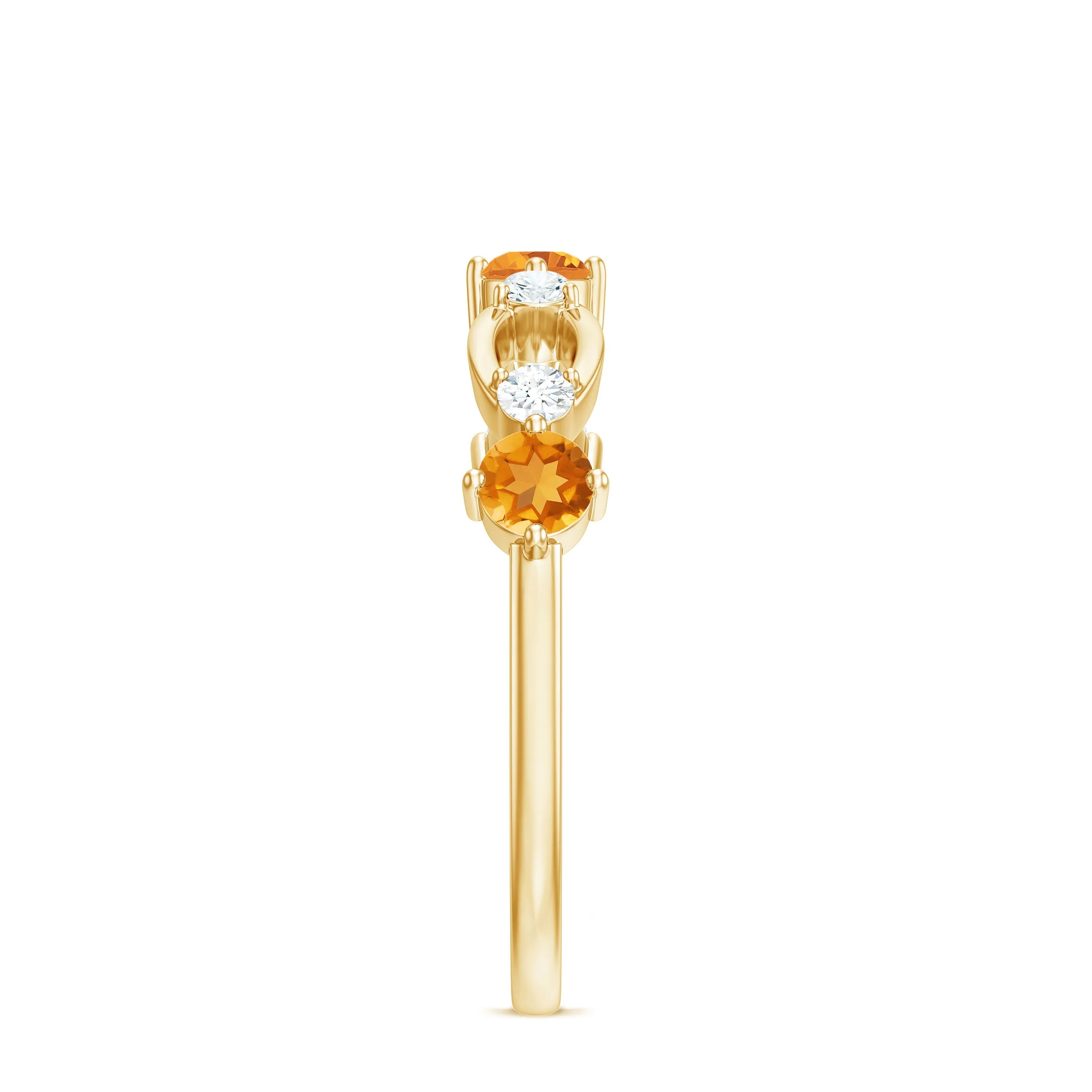 Citrine and Diamond Minimal Promise Eternity Ring