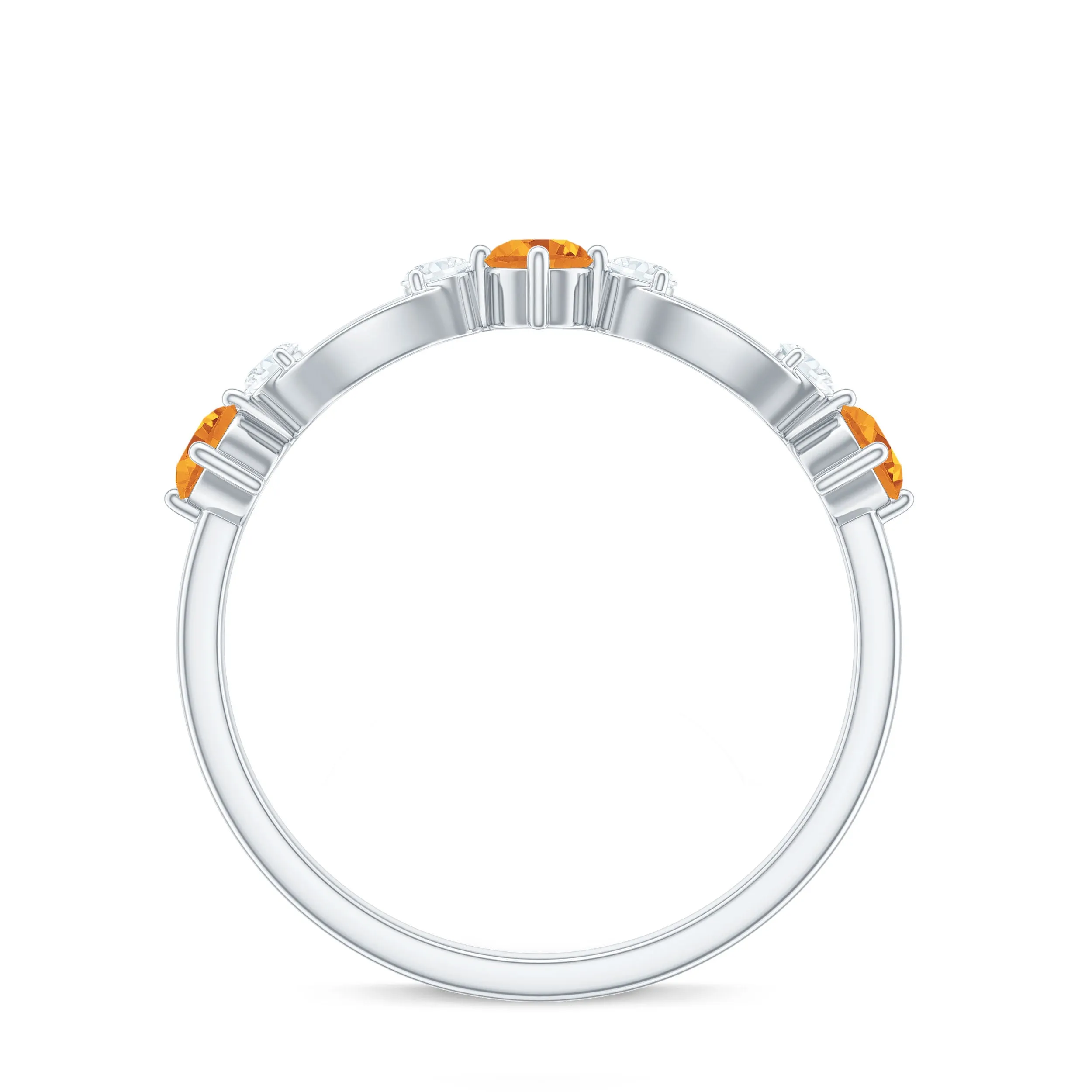 Citrine and Diamond Minimal Promise Eternity Ring