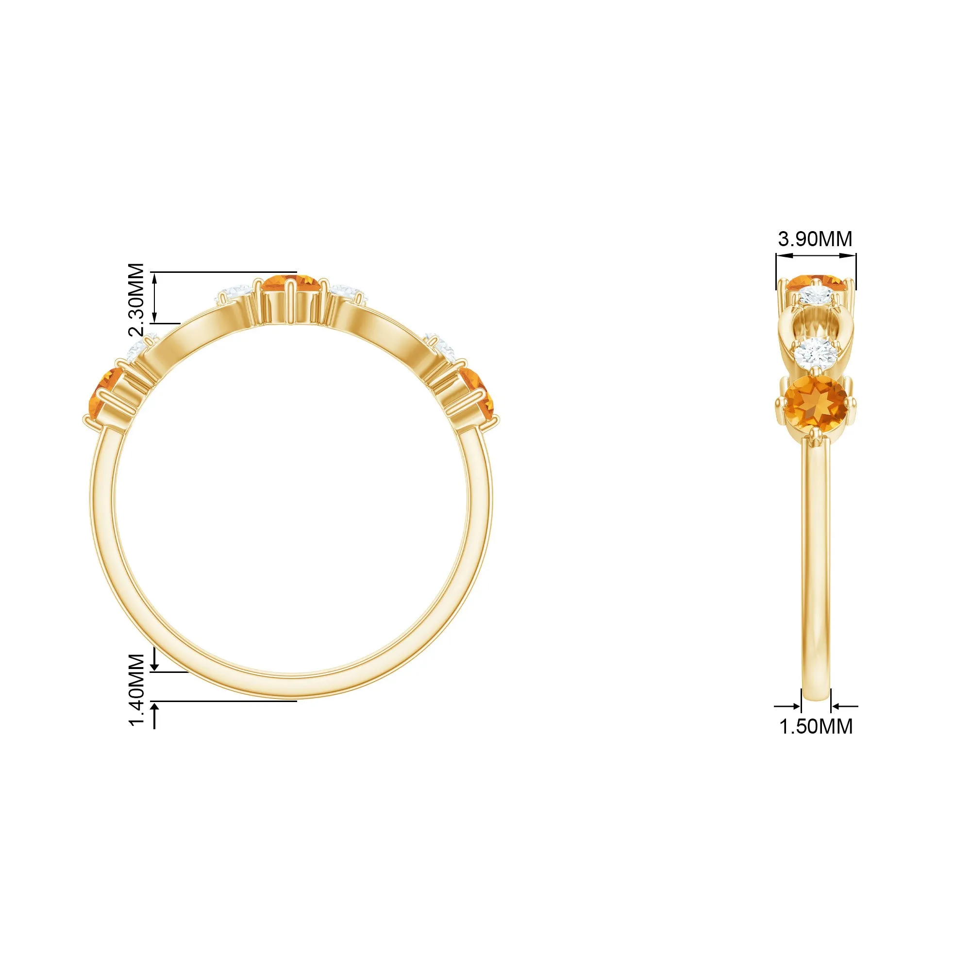 Citrine and Diamond Minimal Promise Eternity Ring
