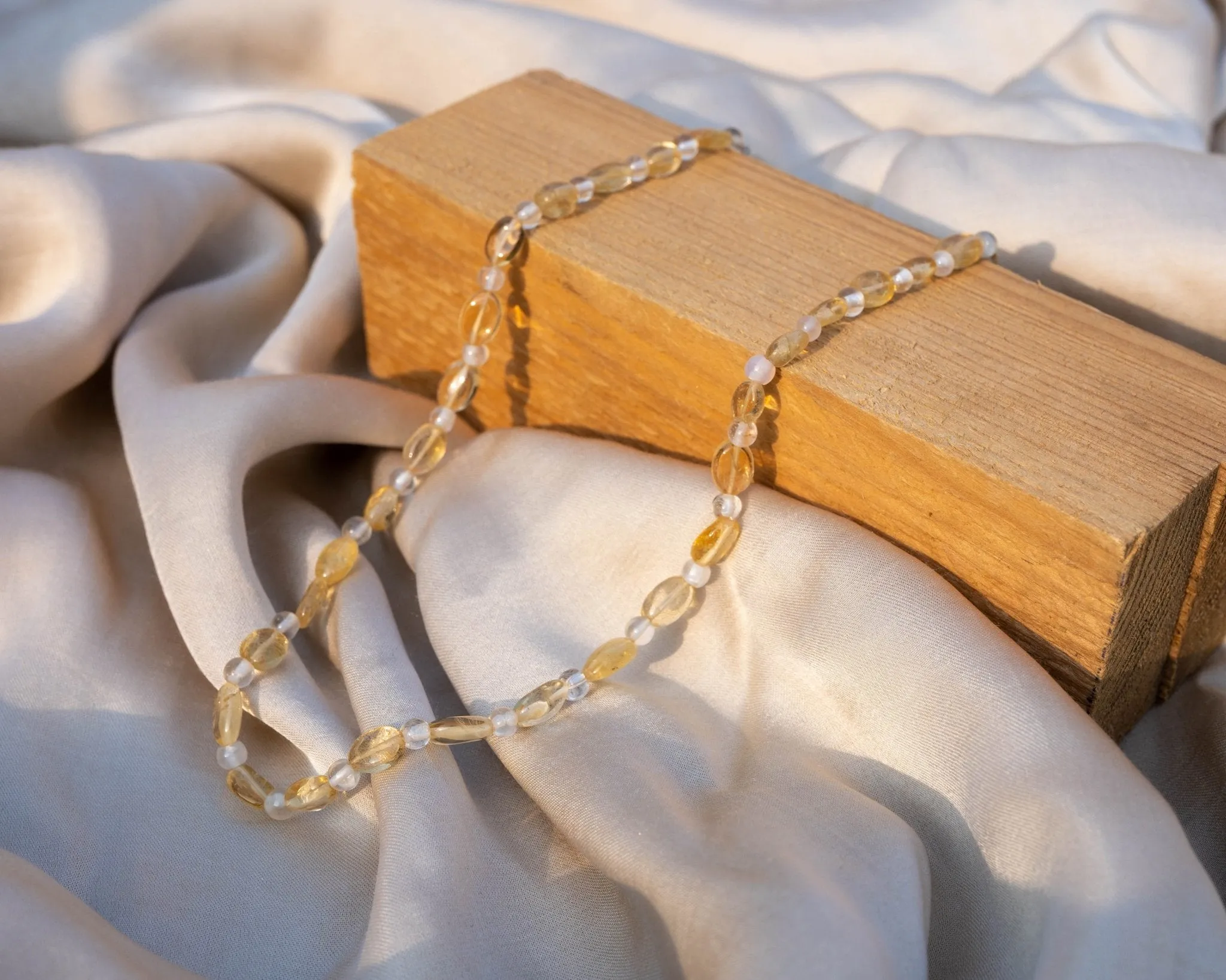 Citrine Beads & Clear Quartz Necklace